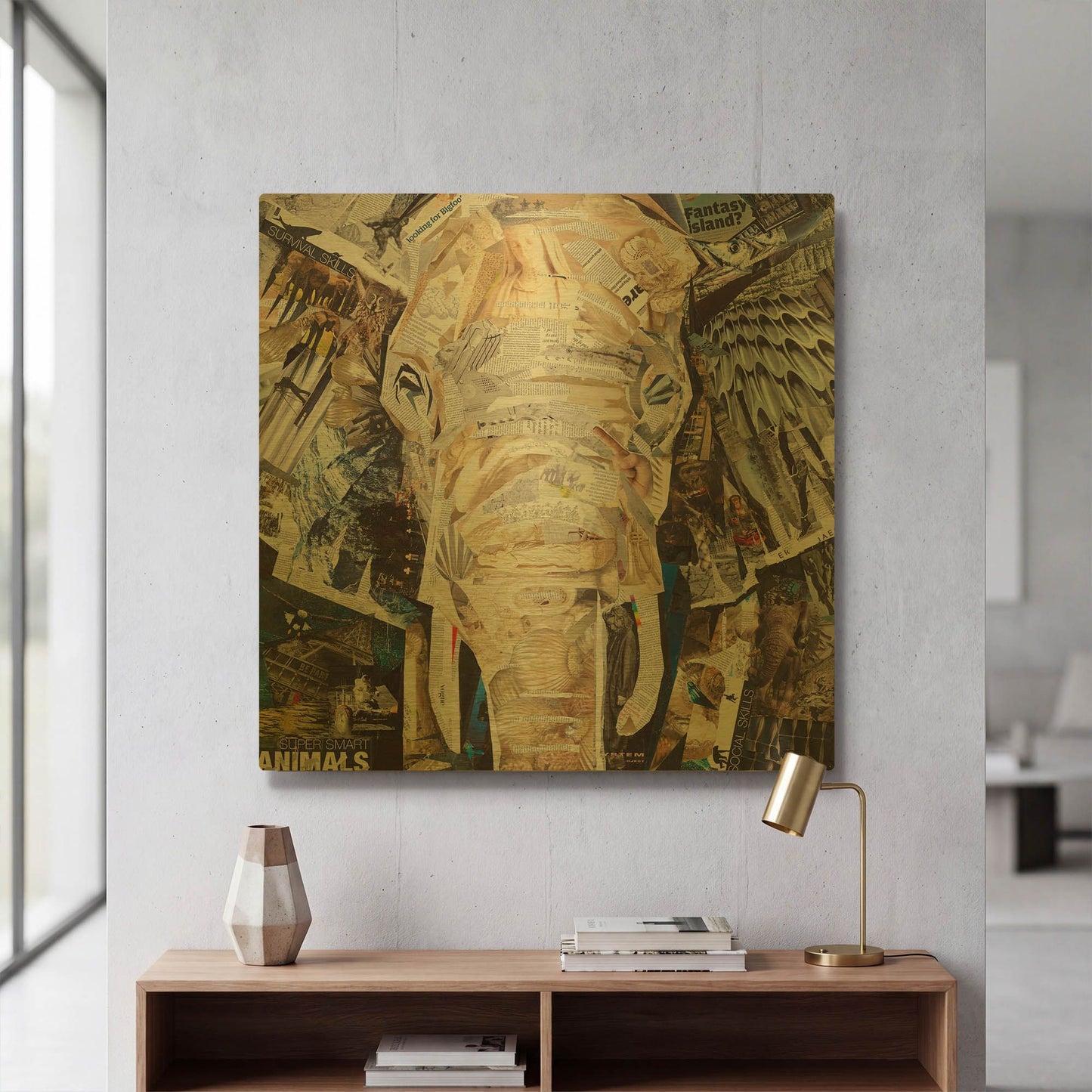 'Elephants Gaze' By Grey Gold Metal Wall Art