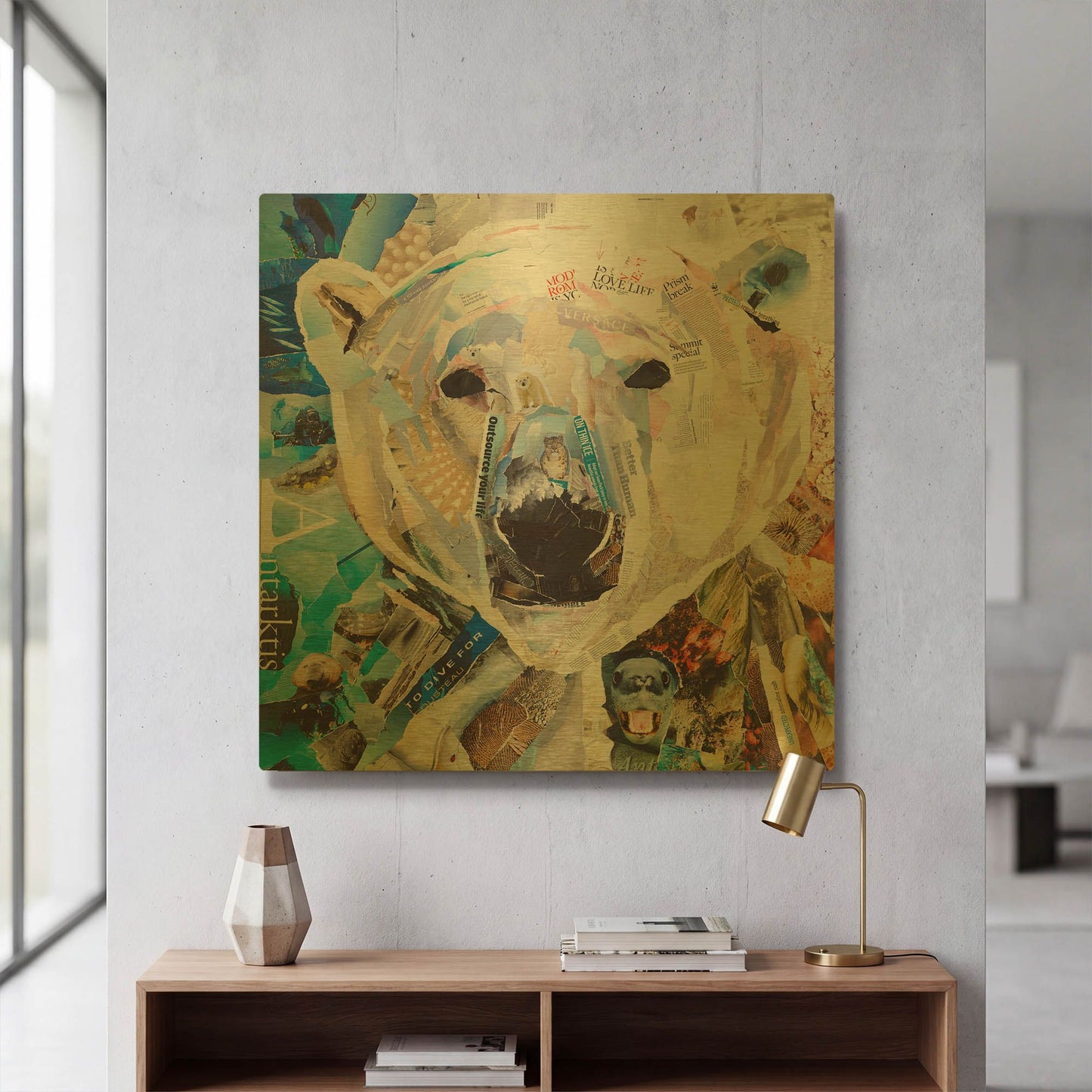 'Polar Bear' By Grey Gold Metal Wall Art