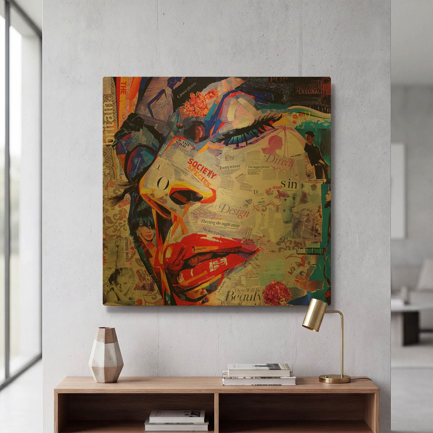 'Society' By Grey Gold Metal Wall Art