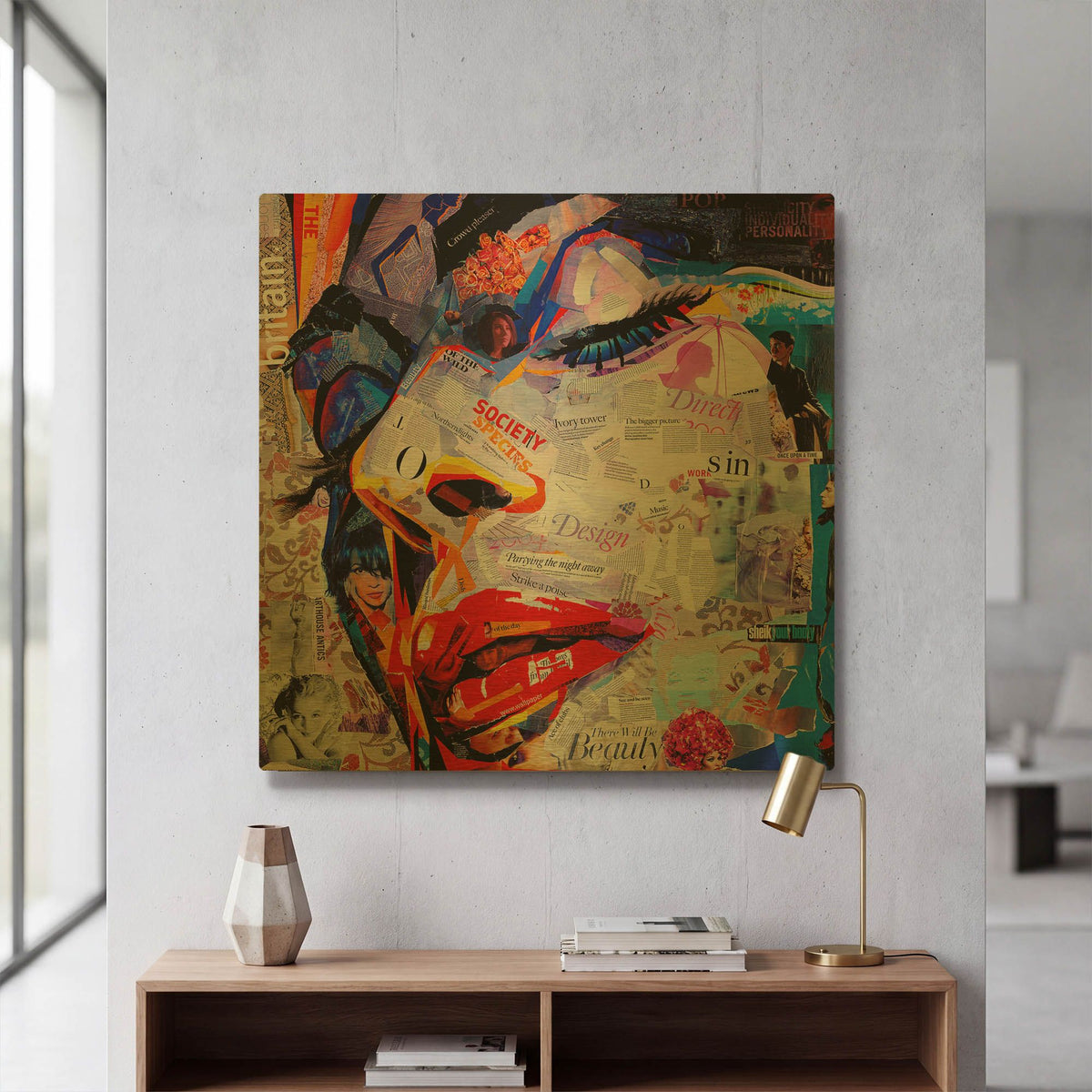 'Society' By Grey Gold Metal Wall Art
