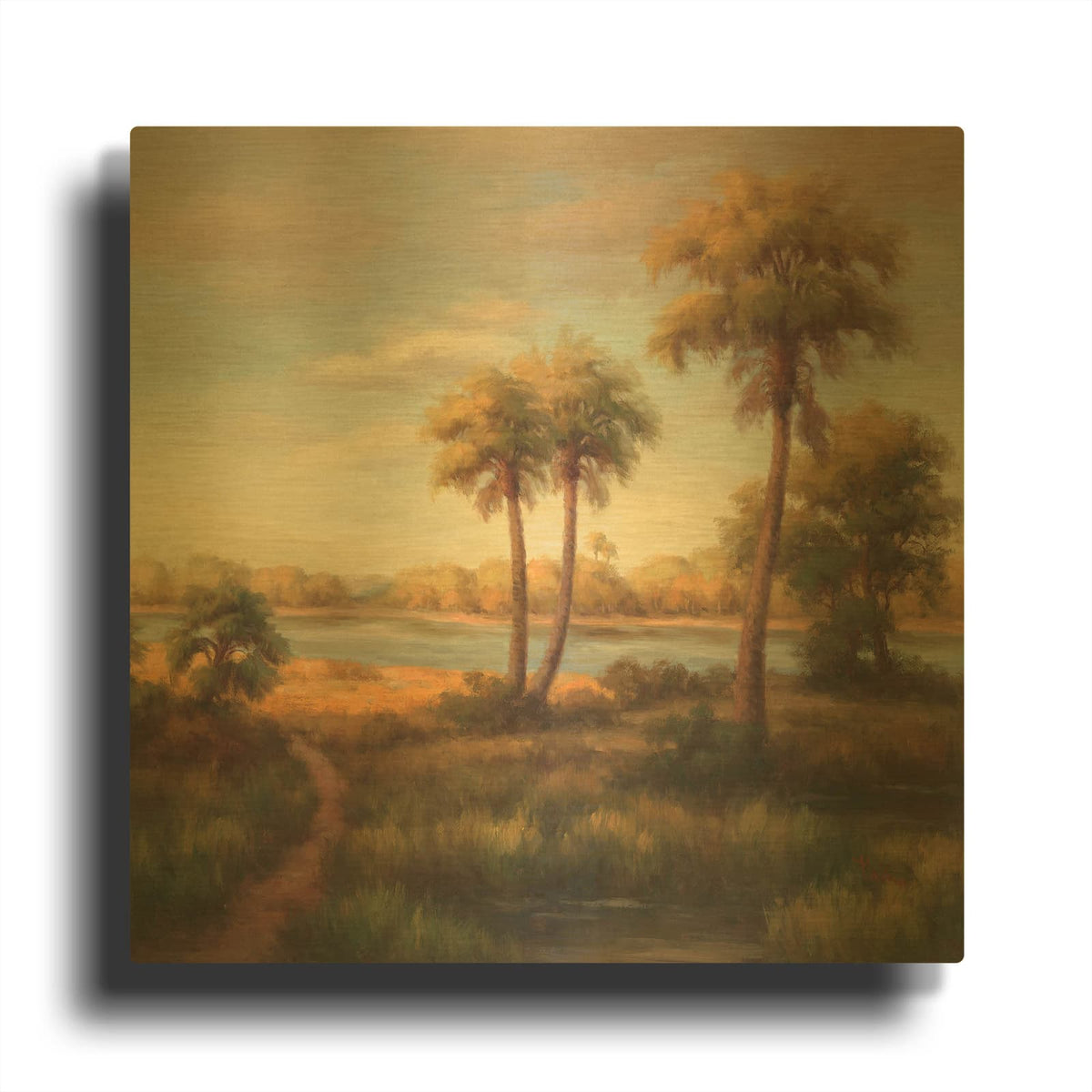'In the Tropics I' By Haibin Gold Metal Wall Art