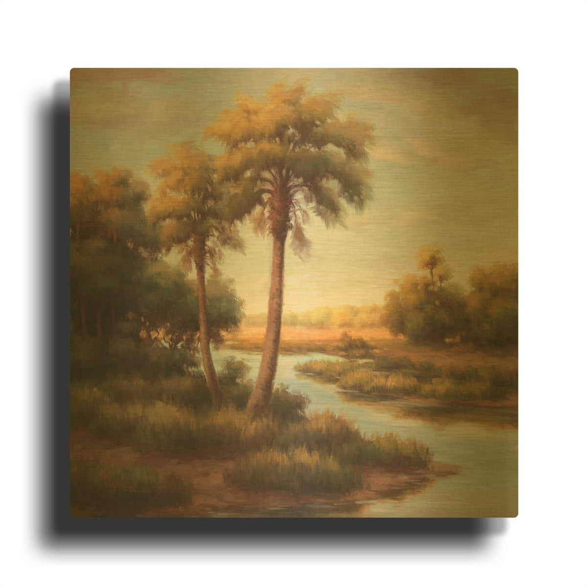 'In the Tropics II' By Haibin Gold Metal Wall Art