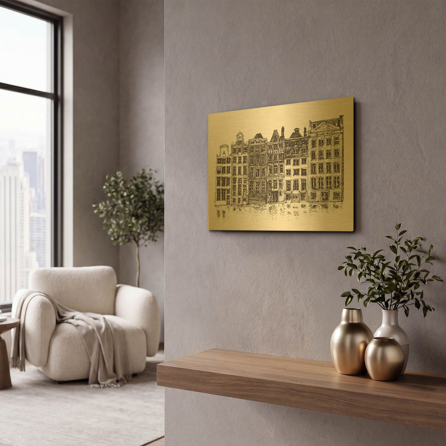 'Amsterdam II' By Incado Gold Metal Wall Art