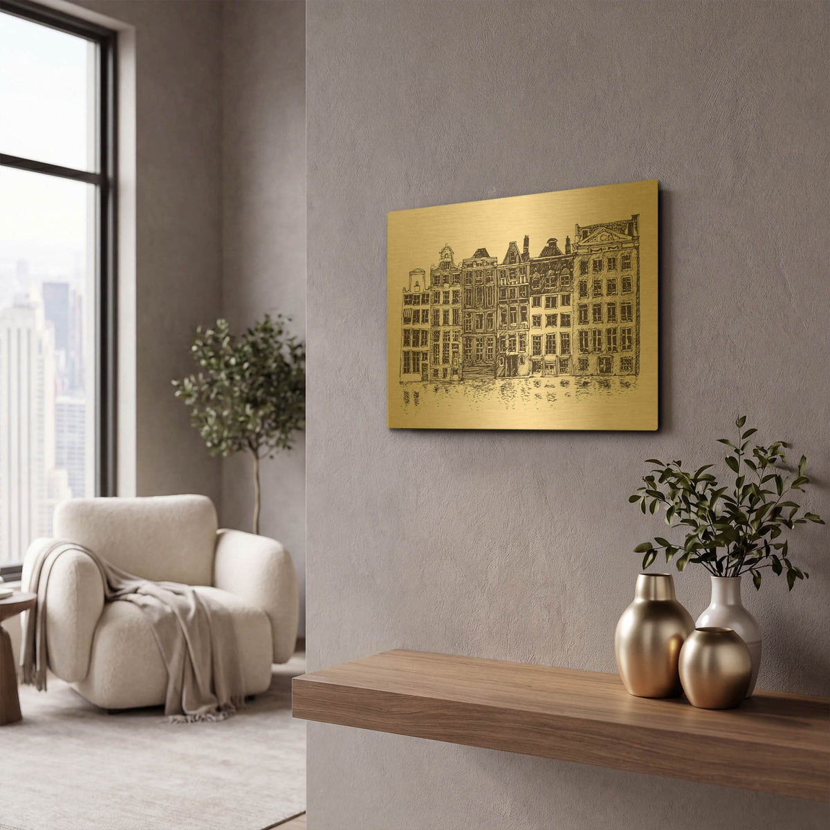'Amsterdam II' By Incado Gold Metal Wall Art