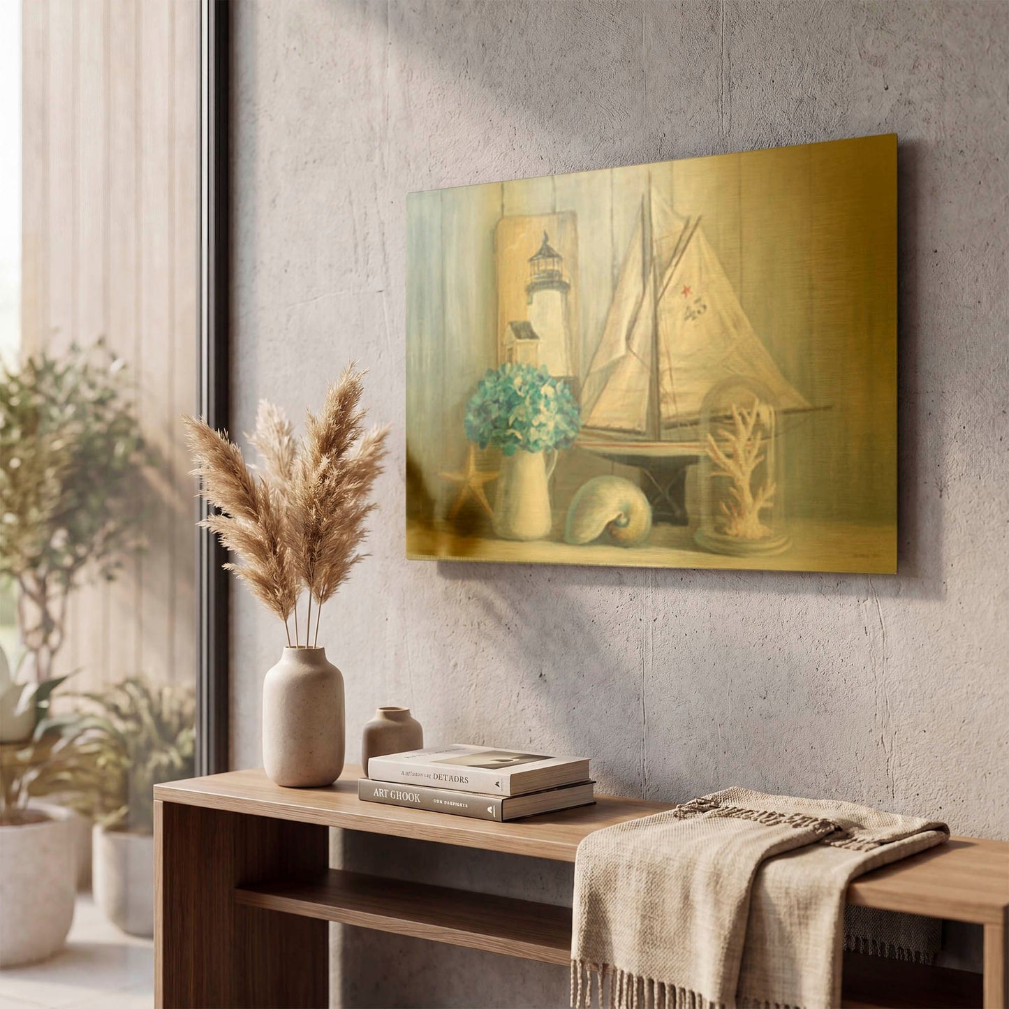 'Summer House Crop' By Danhui Nai Gold Metal Wall Art