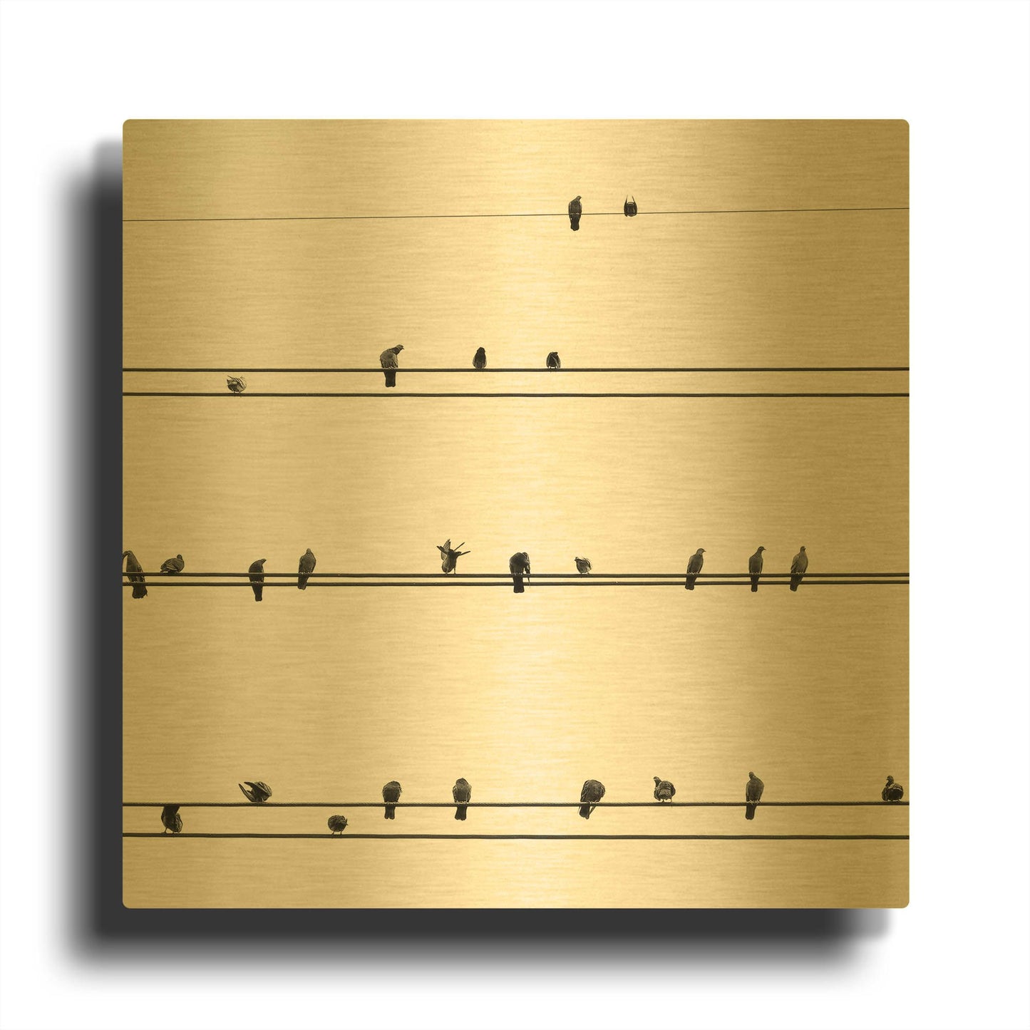 'Birds on the Line' By Incado Gold Metal Wall Art