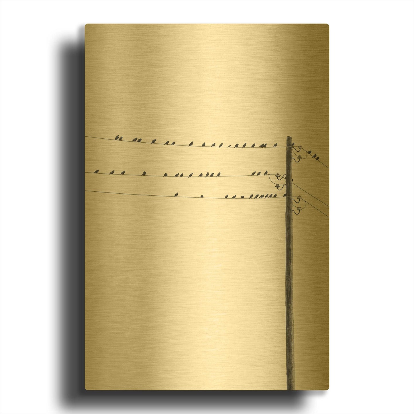 'Birds on Wires' By Incado Gold Metal Wall Art