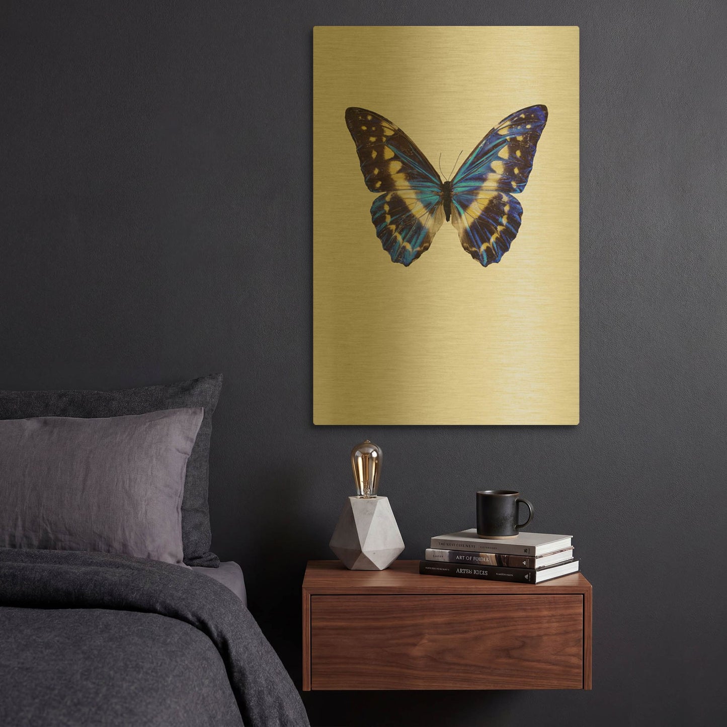 'Blue Butterfly' By Incado Gold Metal Wall Art