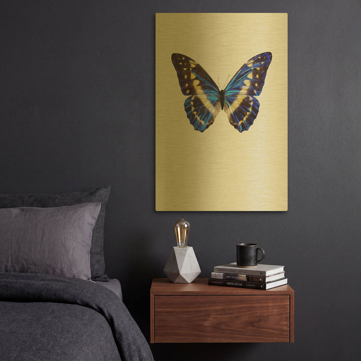 'Blue Butterfly' By Incado Gold Metal Wall Art