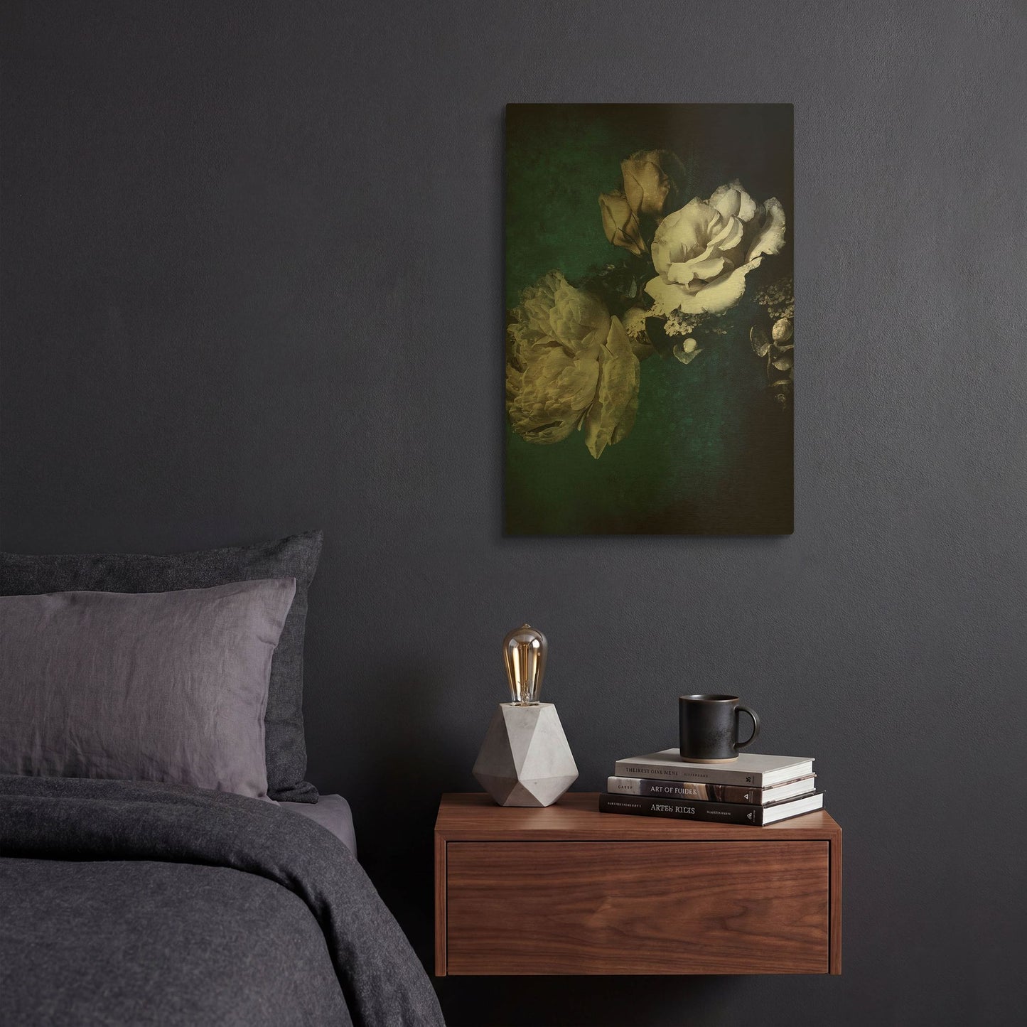 'Blue Flower 2' By Incado Gold Metal Wall Art