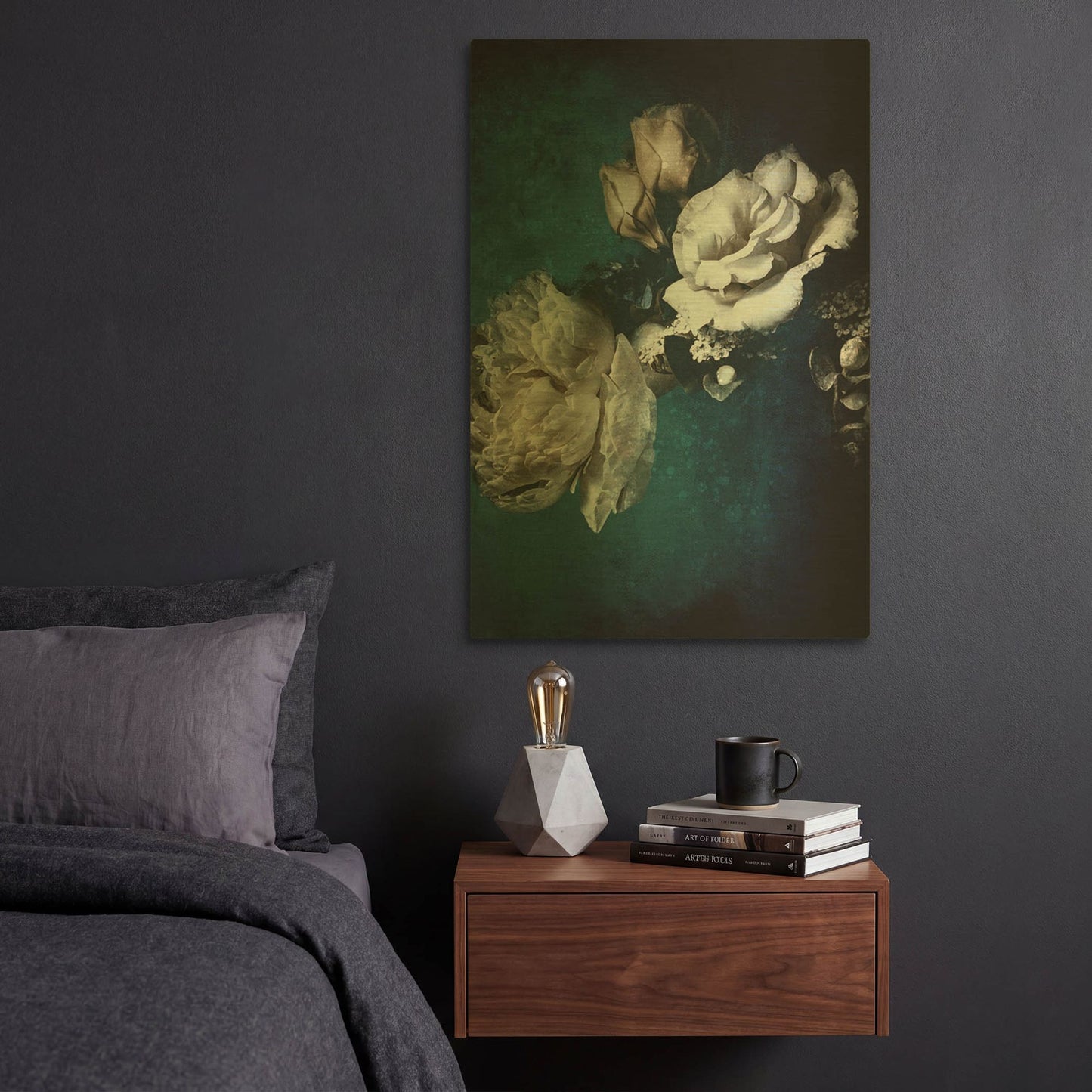 'Blue Flower 2' By Incado Gold Metal Wall Art