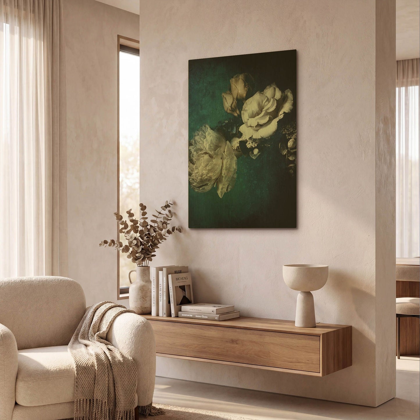 'Blue Flower 2' By Incado Gold Metal Wall Art