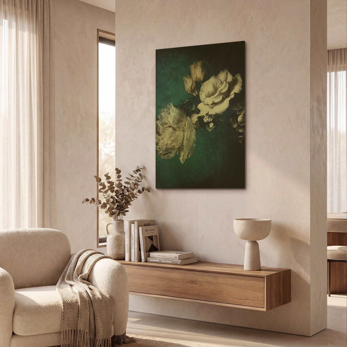 'Blue Flower 2' By Incado Gold Metal Wall Art