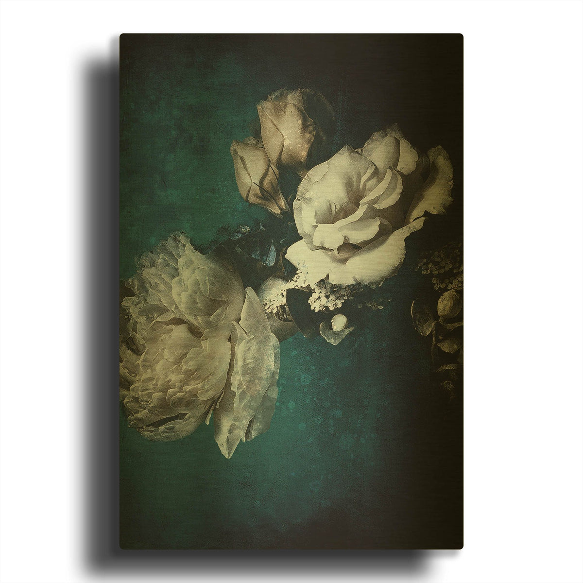 'Blue Flower 2' By Incado Gold Metal Wall Art