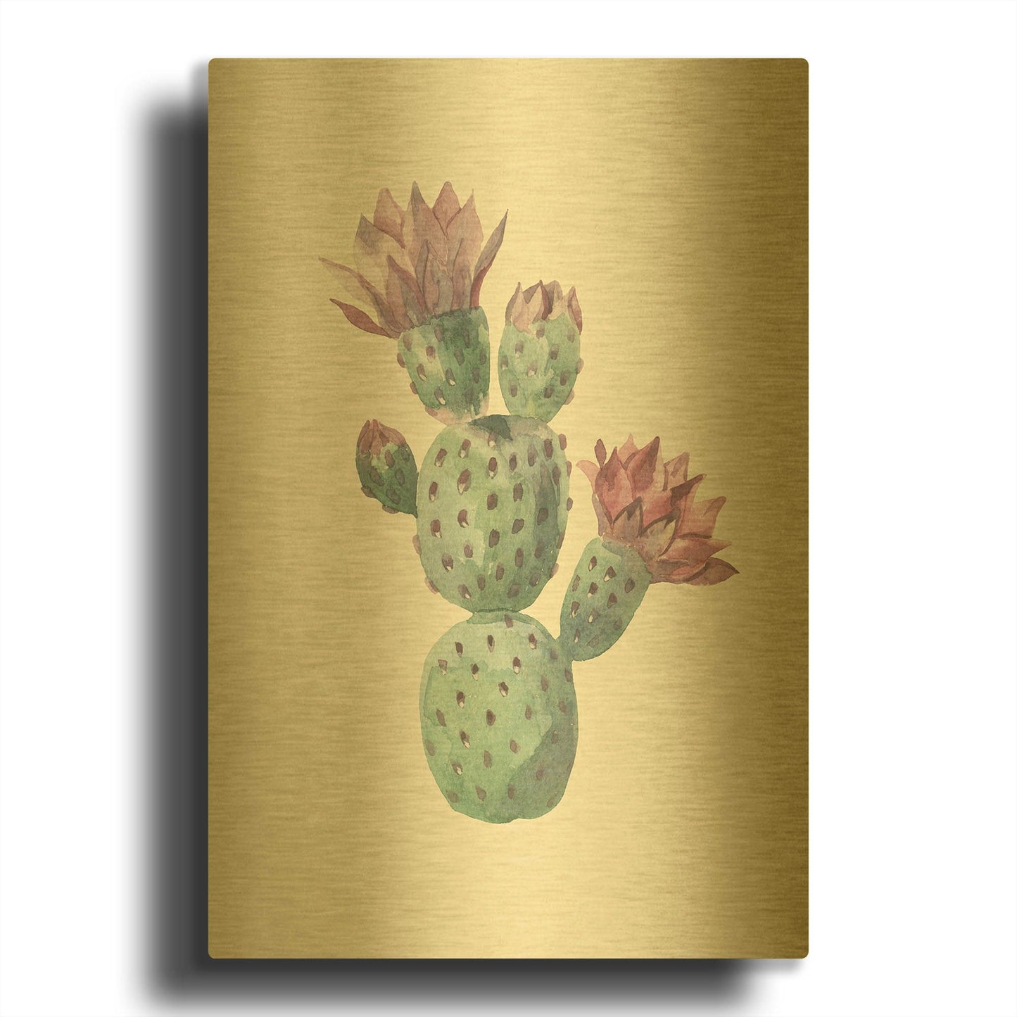 'Cactus on Yellow' By Incado Gold Metal Wall Art
