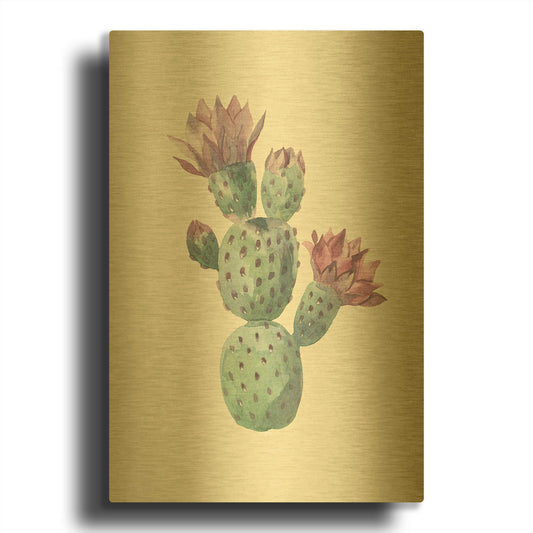 'Cactus on Yellow' By Incado Gold Metal Wall Art