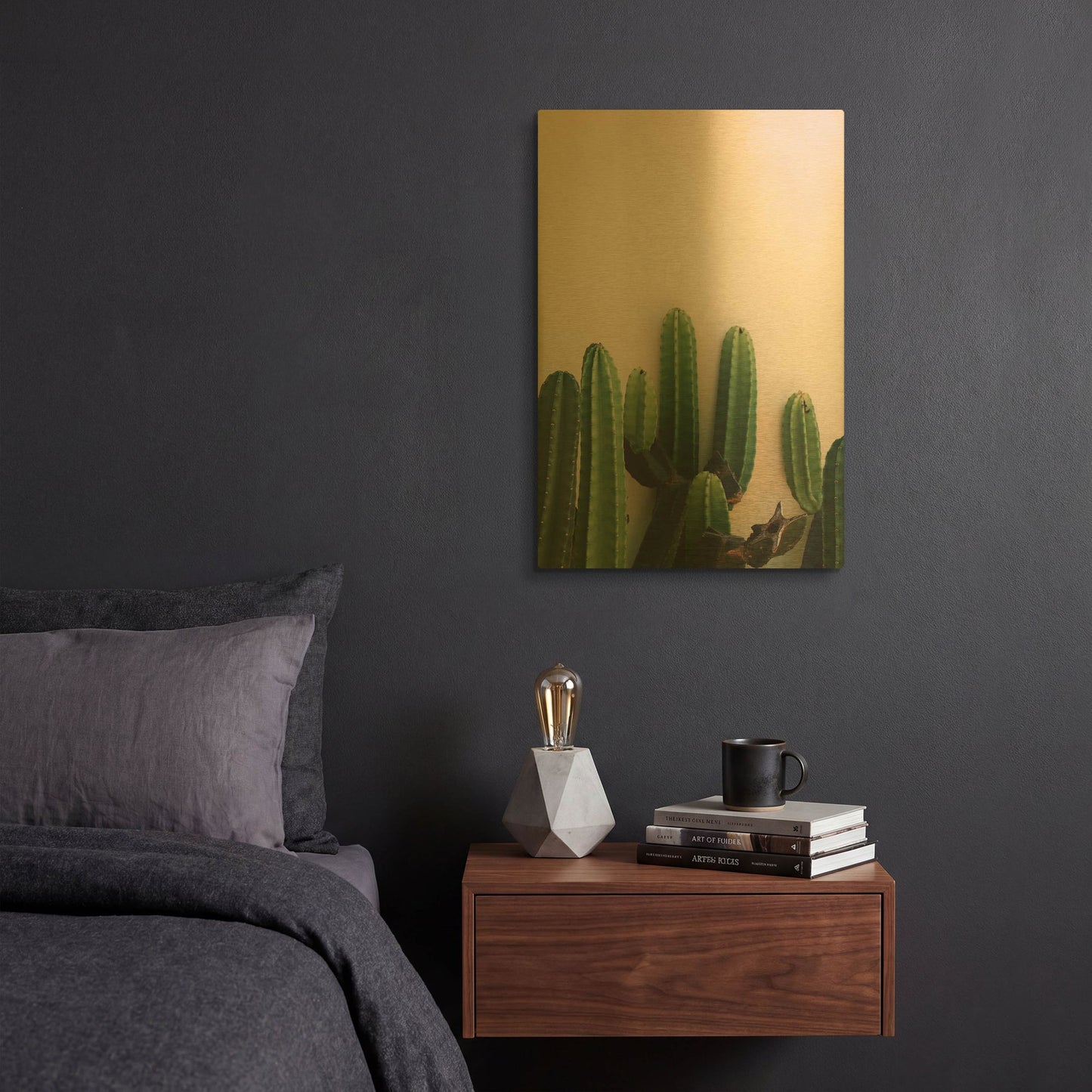 'Cactus on Pink' By Incado Gold Metal Wall Art