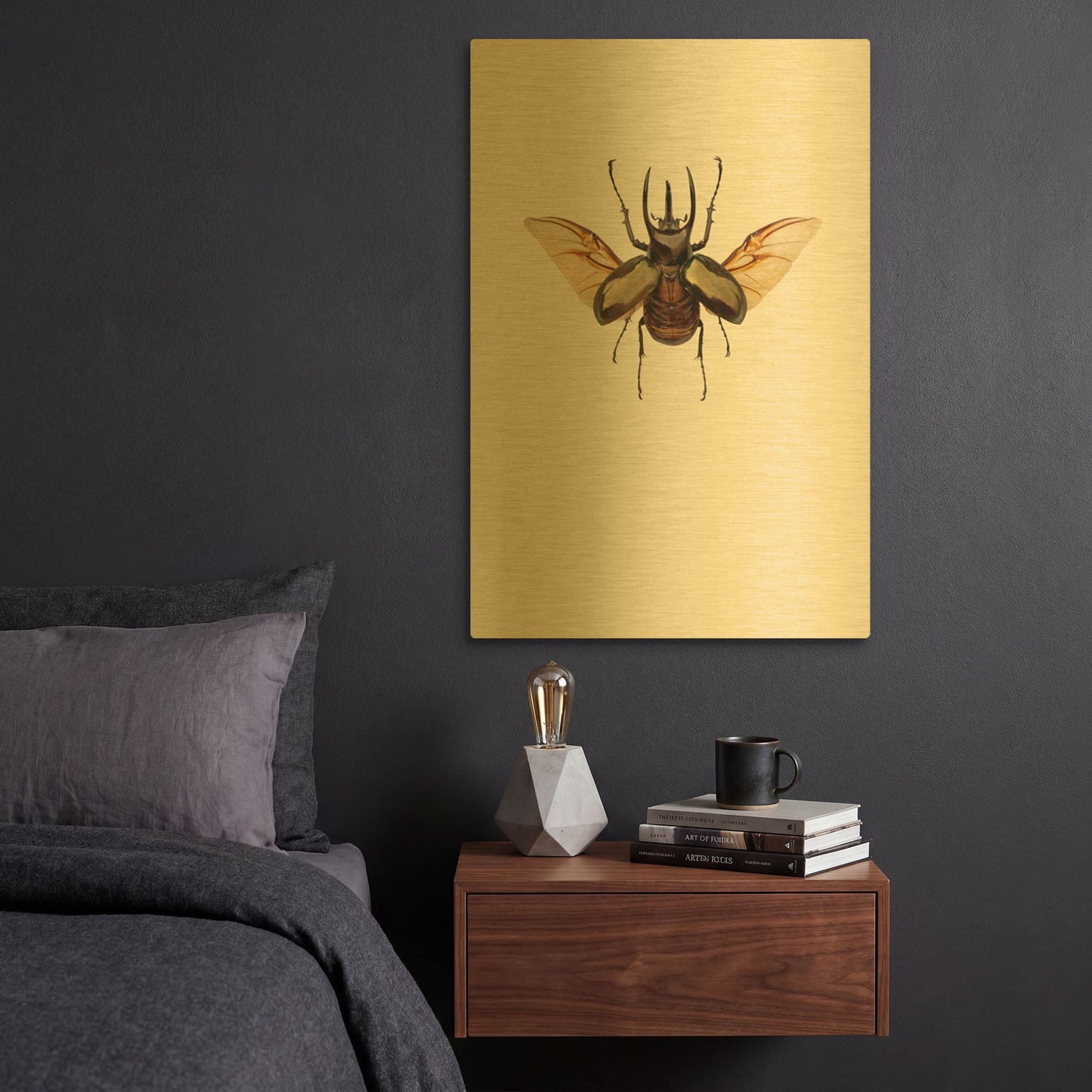 'Chalcosoma atlas' By Incado Gold Metal Wall Art