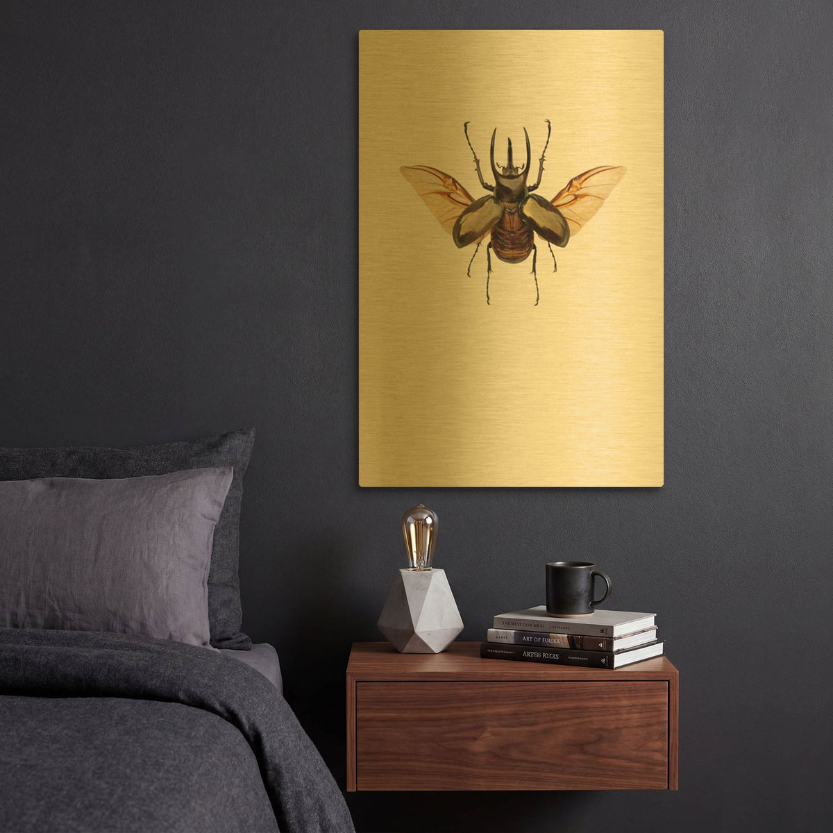 'Chalcosoma atlas' By Incado Gold Metal Wall Art