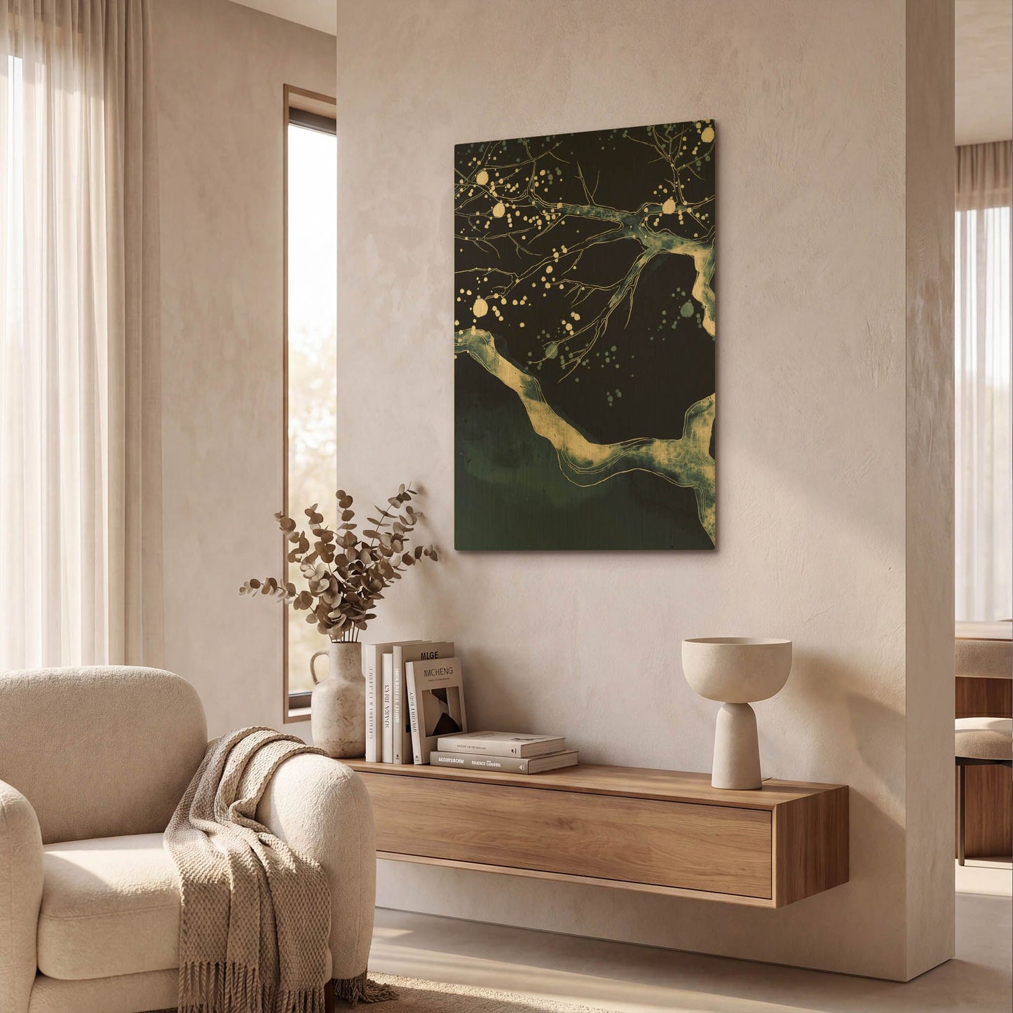 'Cherry Blossom Branch' By Incado Gold Metal Wall Art