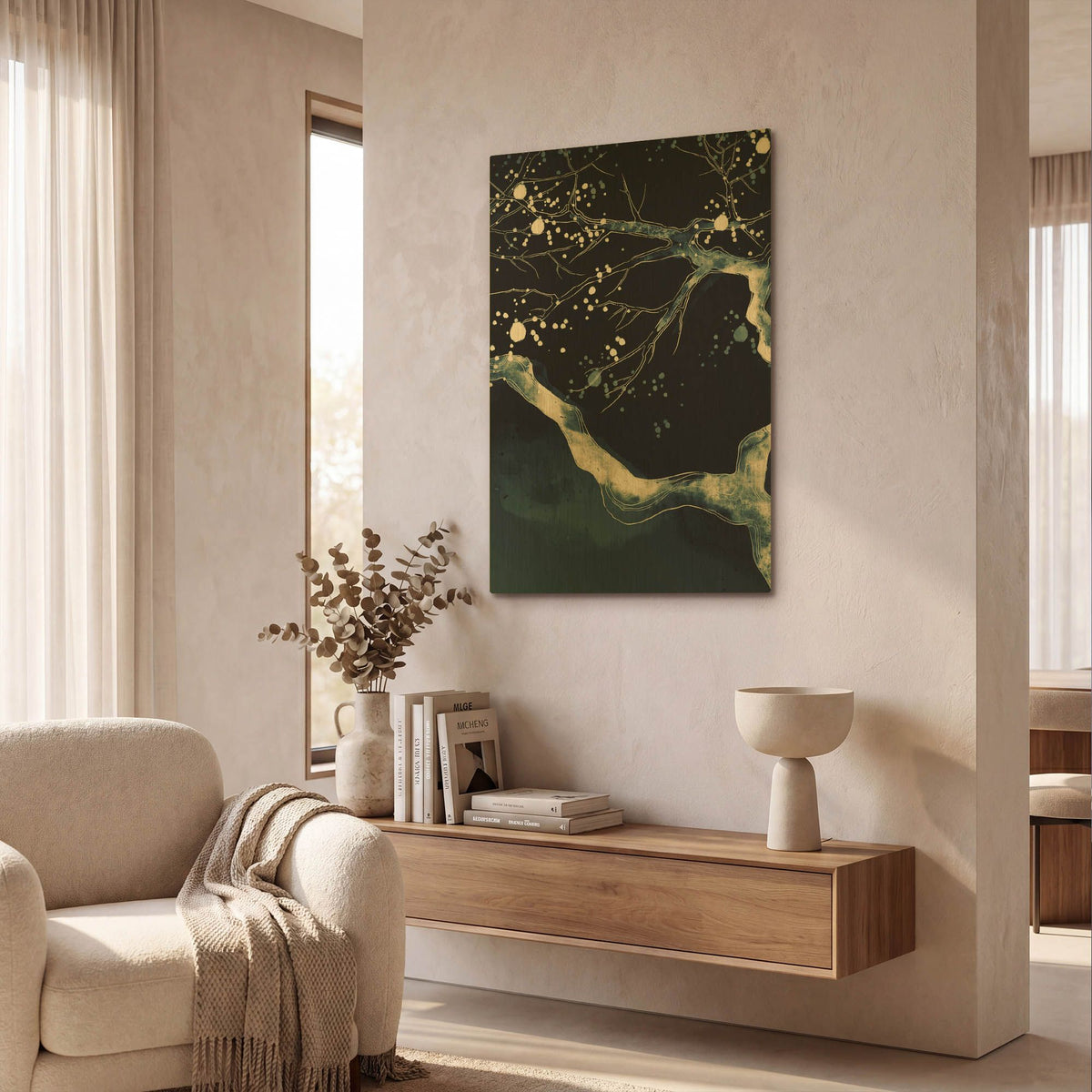 'Cherry Blossom Branch' By Incado Gold Metal Wall Art