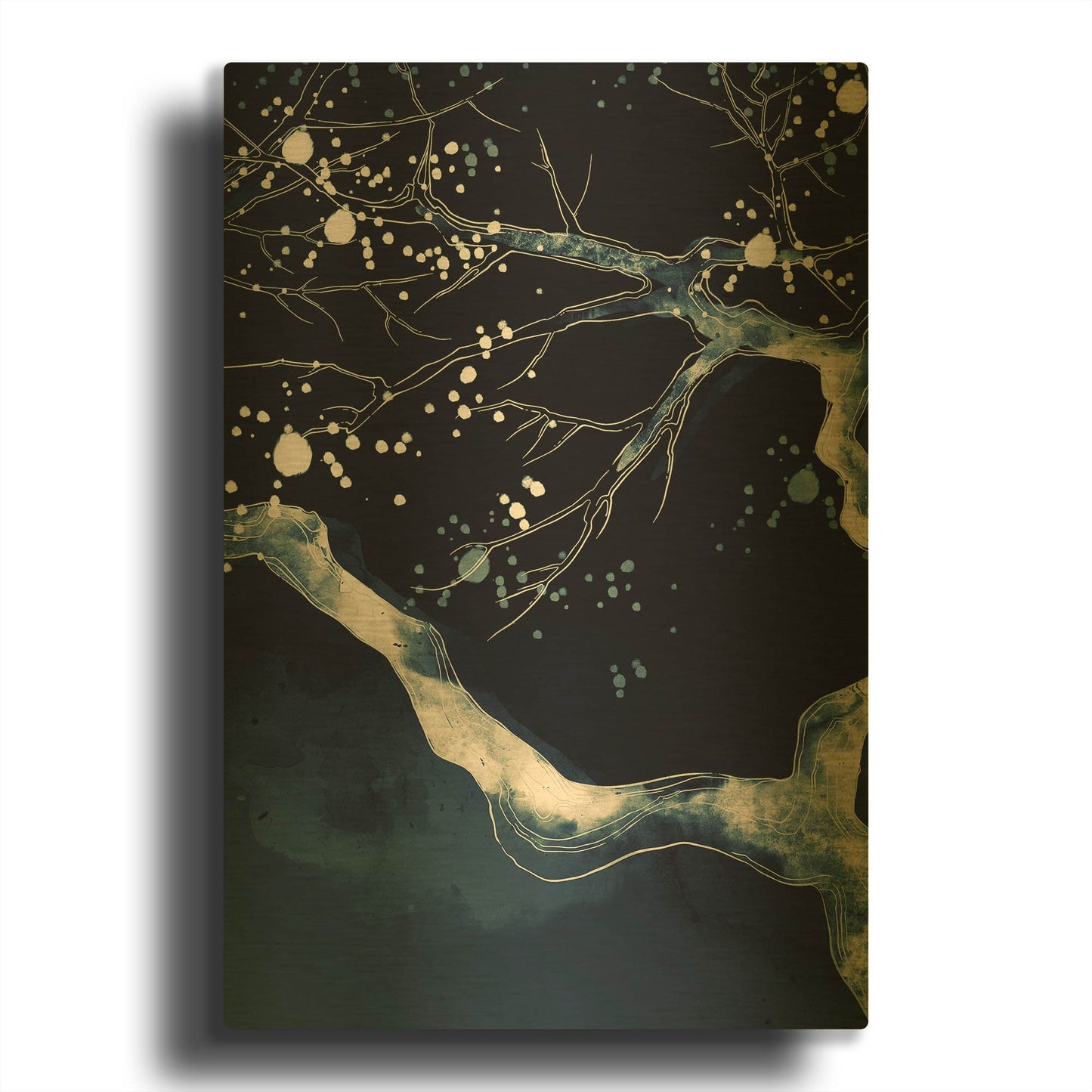 'Cherry Blossom Branch' By Incado Gold Metal Wall Art