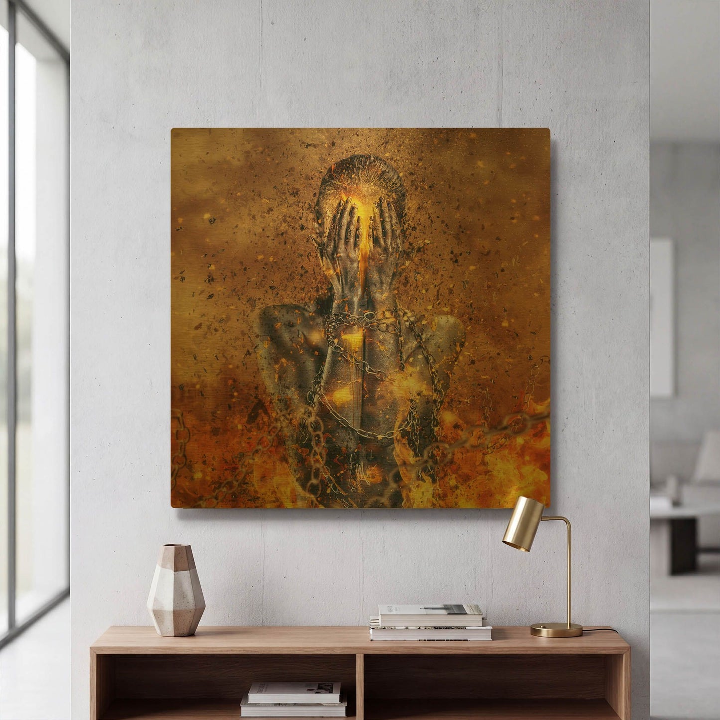 'Through Ashes Rise Sq' By Mario Sanchez Nevado Gold Metal Wall Art