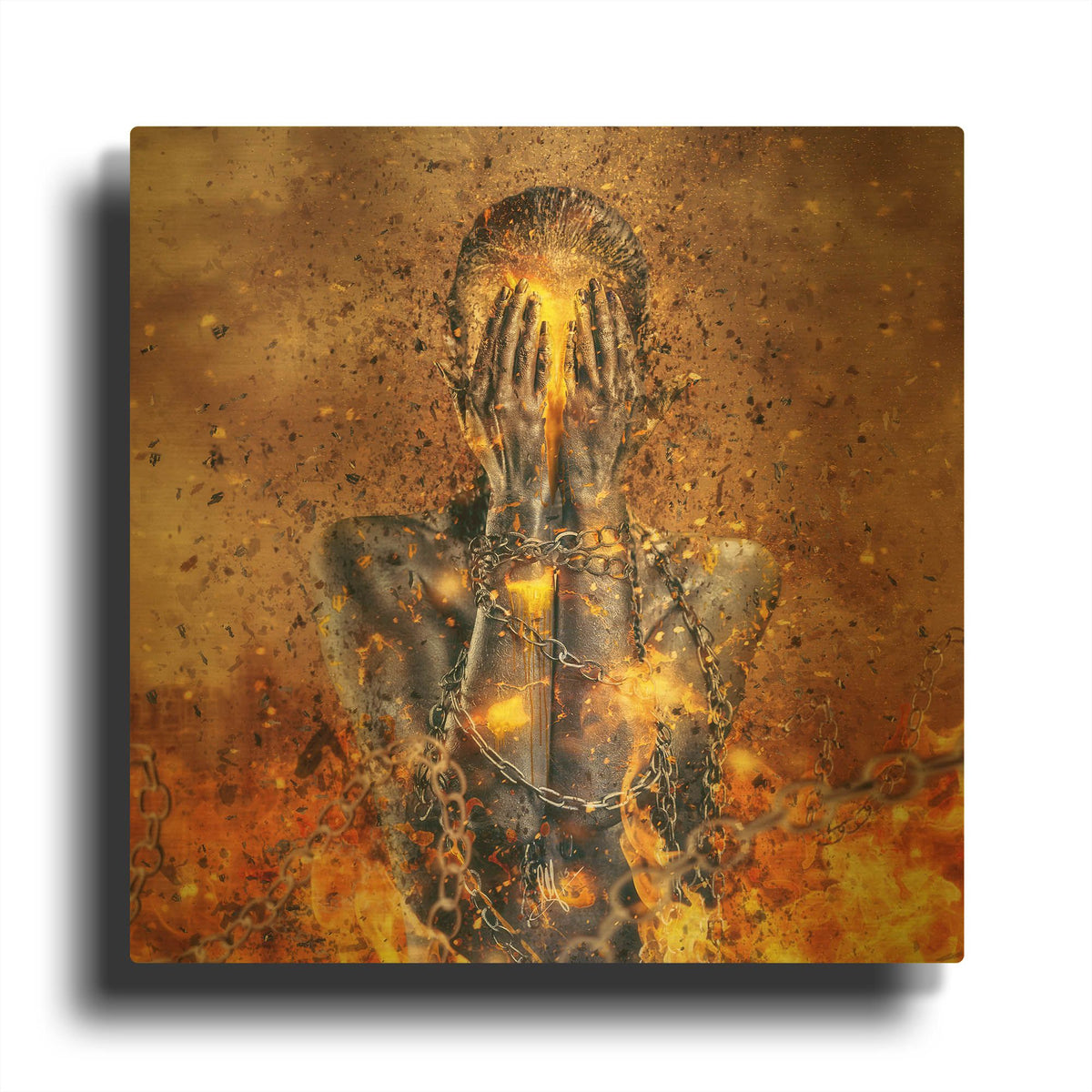 'Through Ashes Rise Sq' By Mario Sanchez Nevado Gold Metal Wall Art