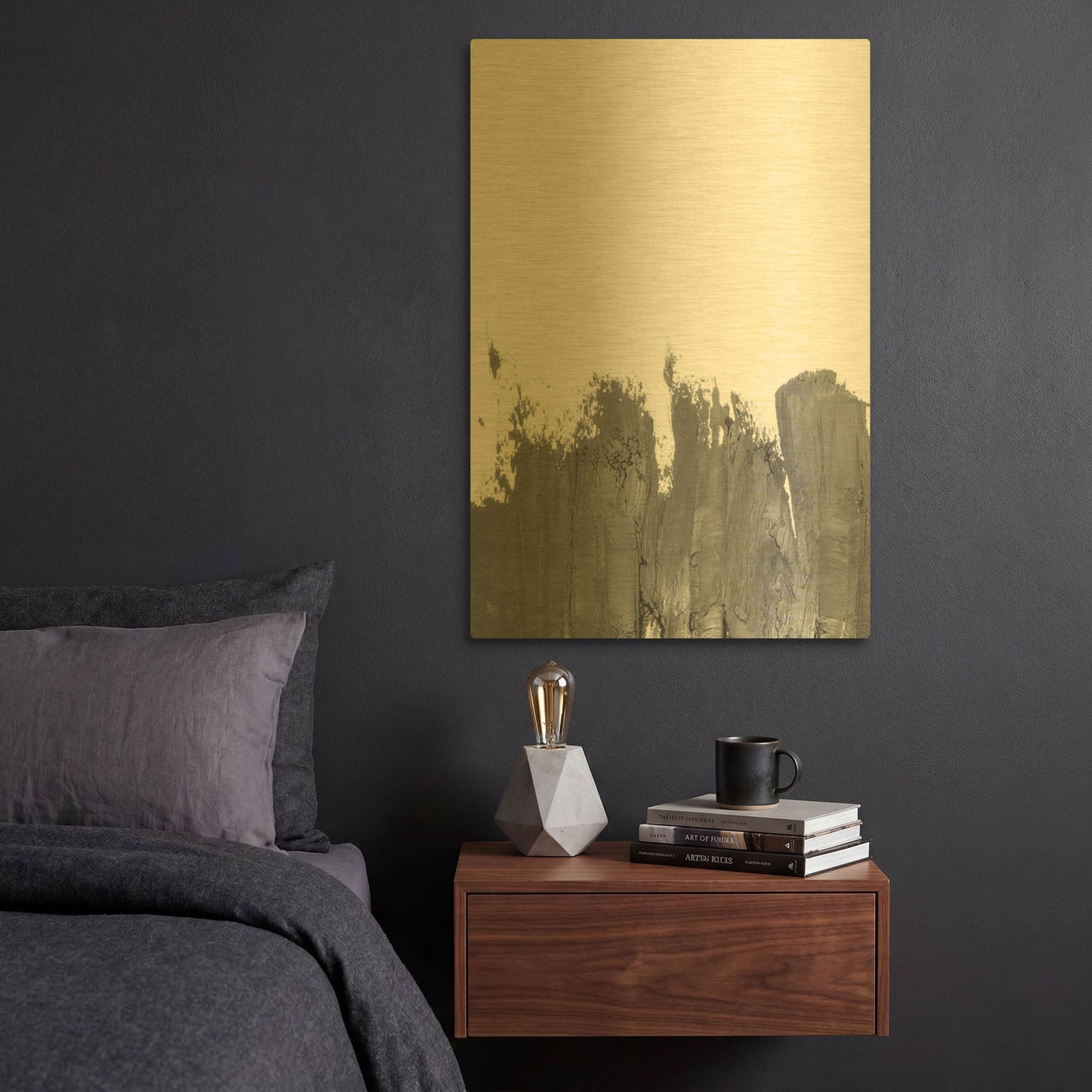 'Coal II' By Incado Gold Metal Wall Art