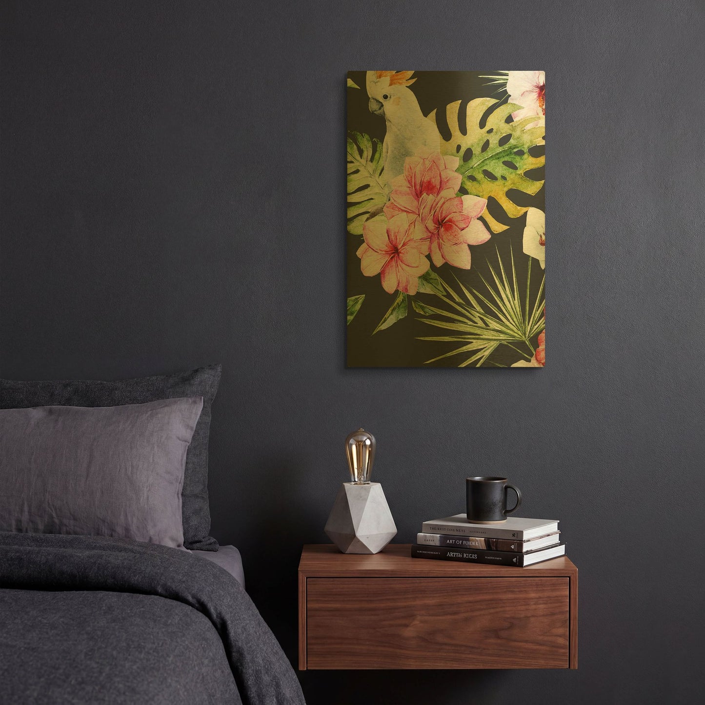 'Cockatoo Dark' By Incado Gold Metal Wall Art