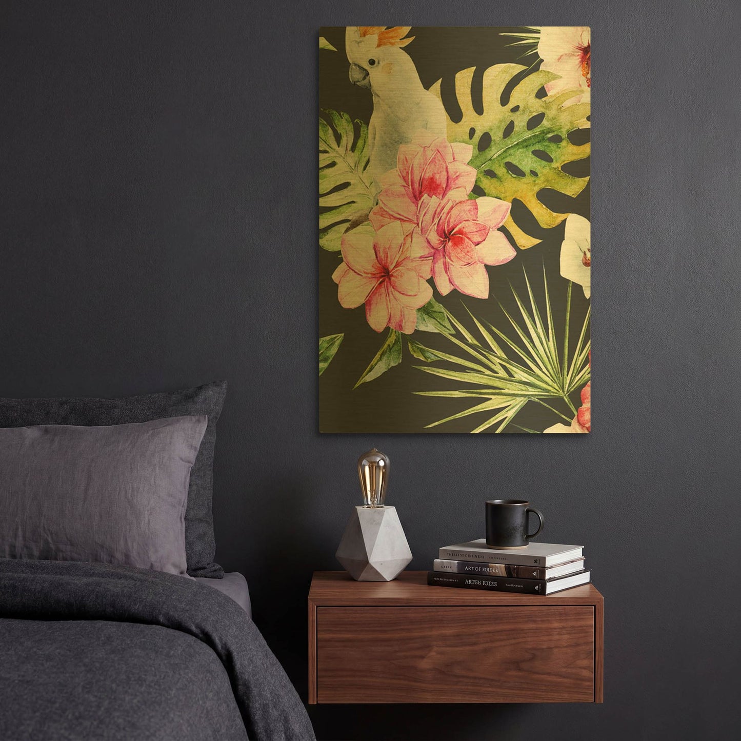 'Cockatoo Dark' By Incado Gold Metal Wall Art