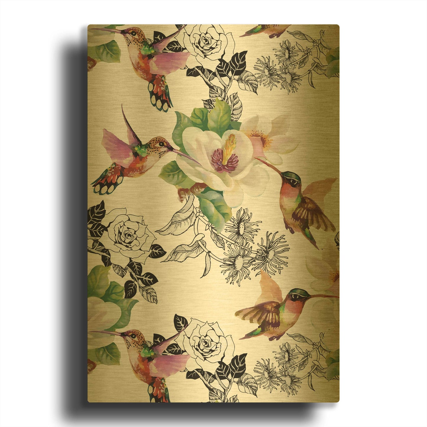 'Colibris' By Incado Gold Metal Wall Art