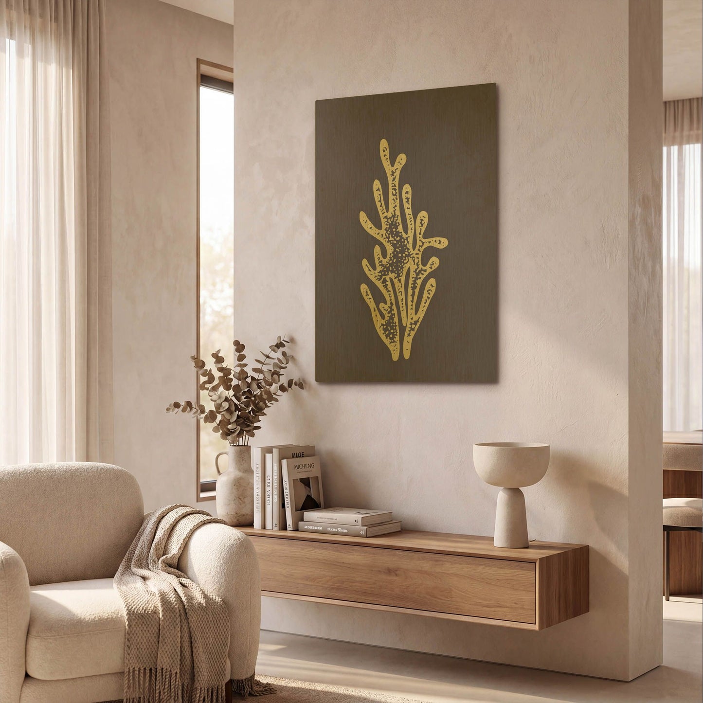 'Coral' By Incado Gold Metal Wall Art