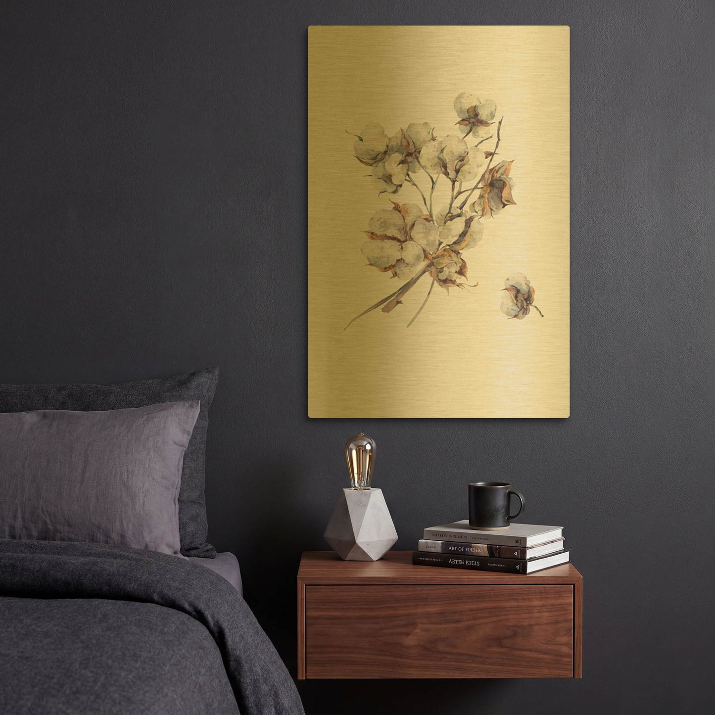 'Cotton III' By Incado Gold Metal Wall Art
