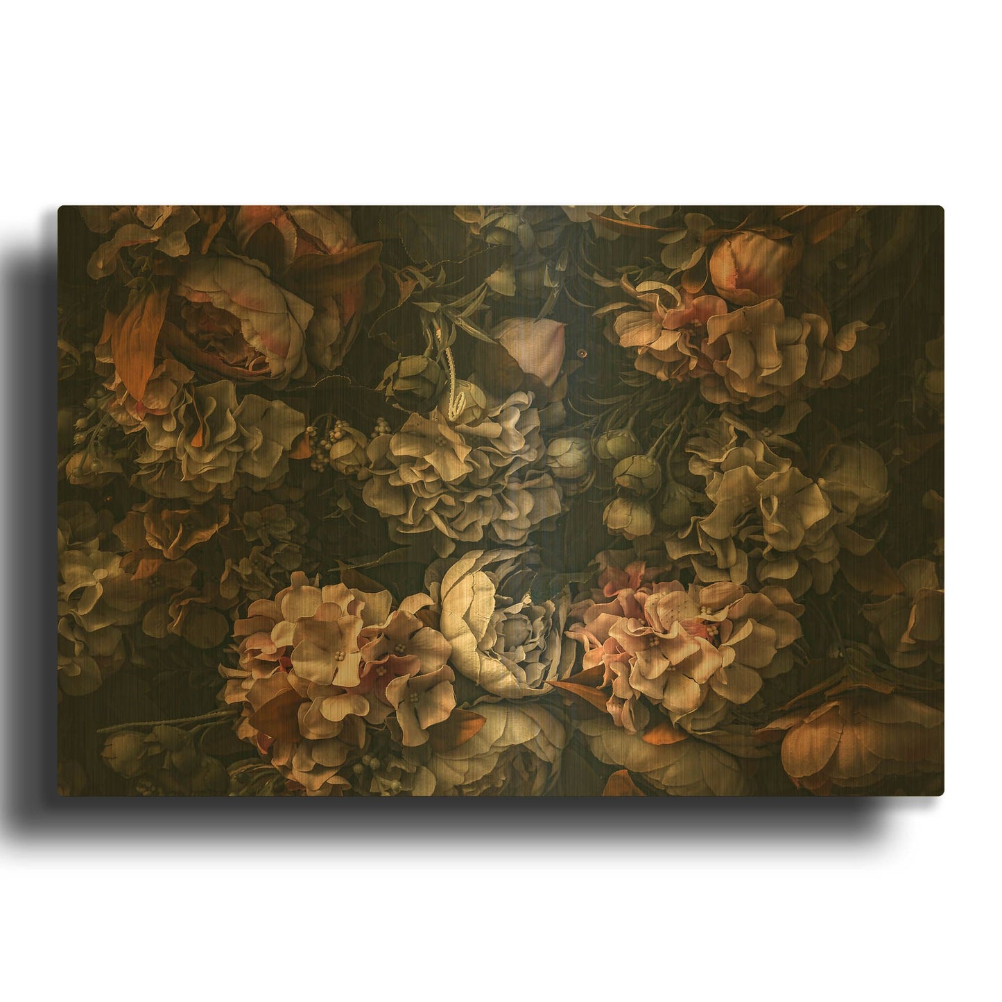 'Dark Floral Arrangement' By Incado Gold Metal Wall Art