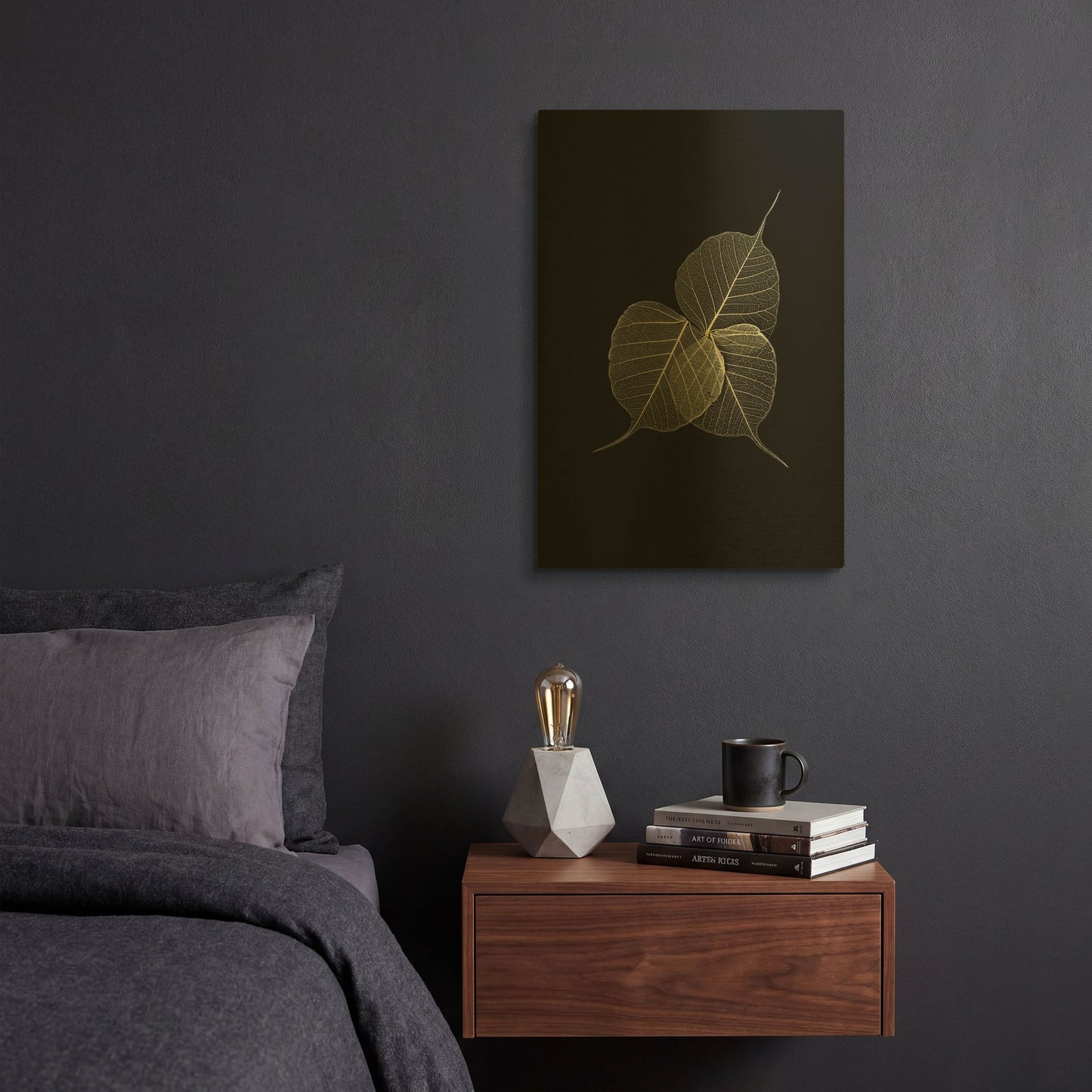 'Dark Leaves' By Incado Gold Metal Wall Art