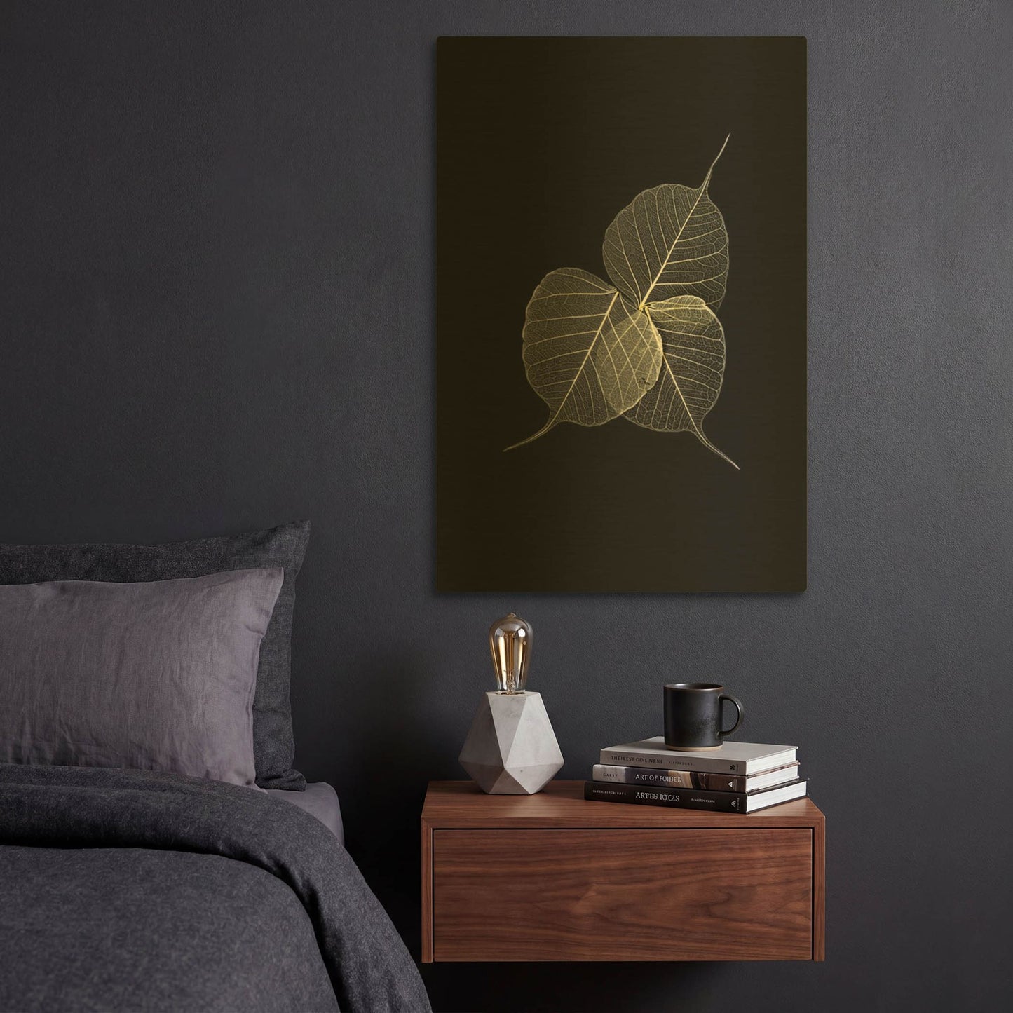 'Dark Leaves' By Incado Gold Metal Wall Art