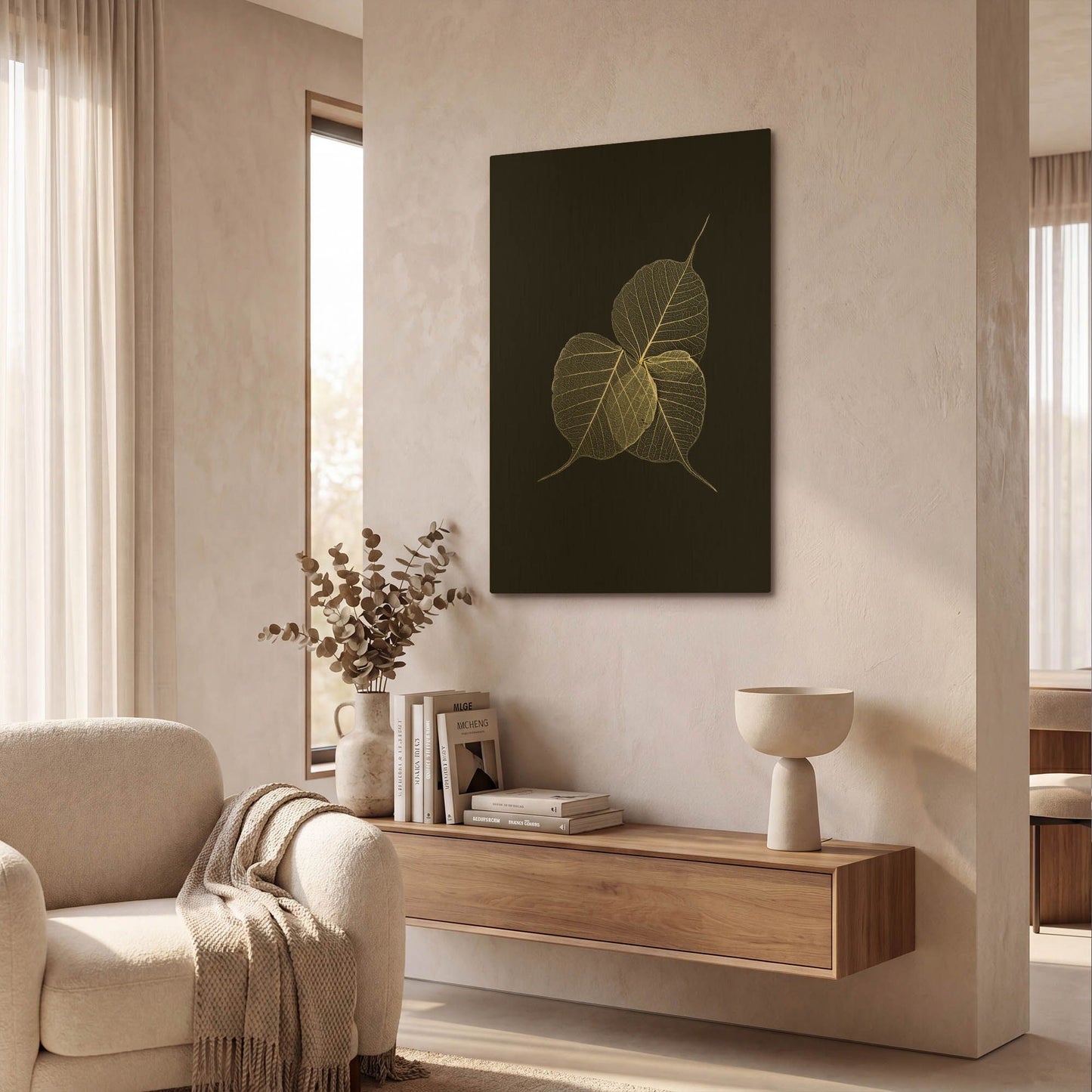'Dark Leaves' By Incado Gold Metal Wall Art