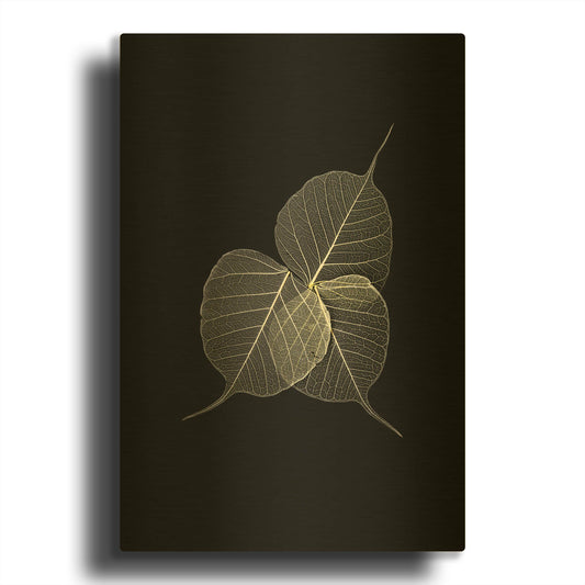 'Dark Leaves' By Incado Gold Metal Wall Art