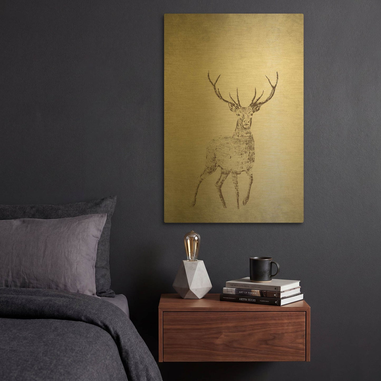 'Deer' By Incado Gold Metal Wall Art