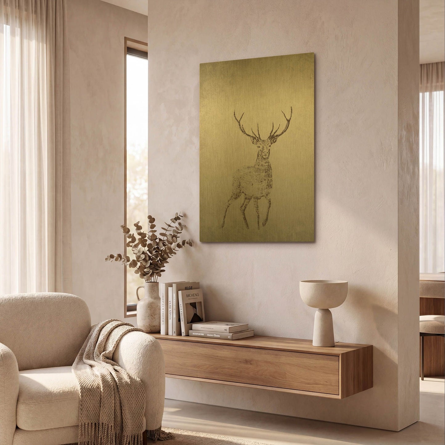 'Deer' By Incado Gold Metal Wall Art