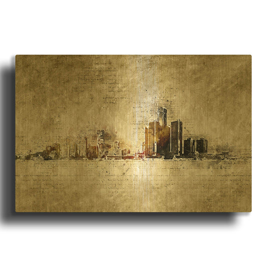 'Detroit' By Incado Gold Metal Wall Art