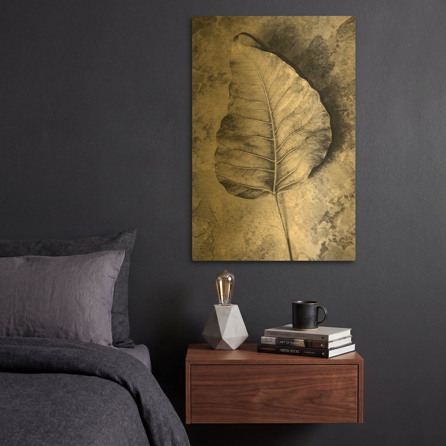 'Dried Leaf' By Incado Gold Metal Wall Art