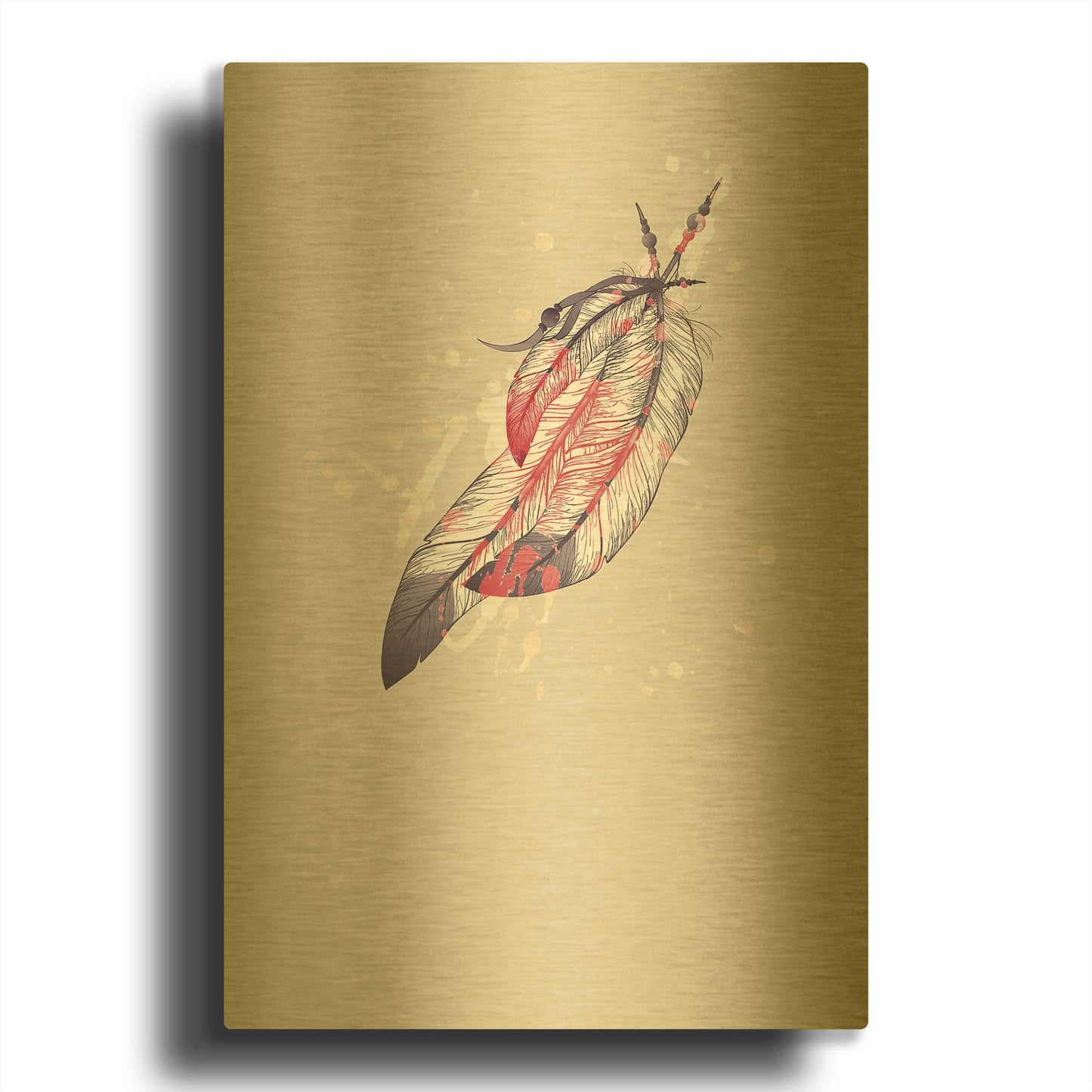 'Eagle Feather I' By Incado Gold Metal Wall Art