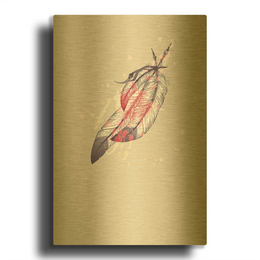 'Eagle Feather I' By Incado Gold Metal Wall Art