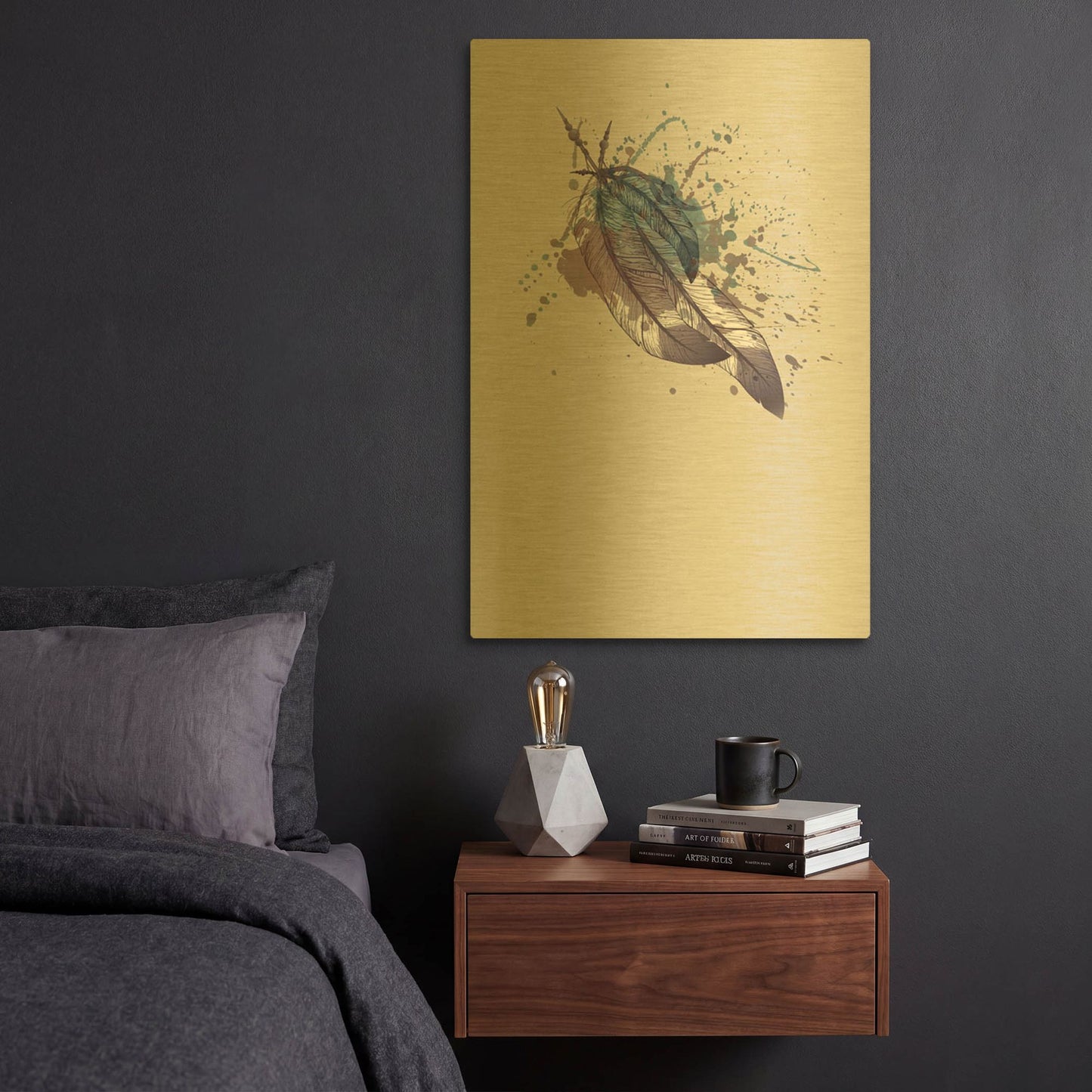 'Eagle Feather II' By Incado Gold Metal Wall Art