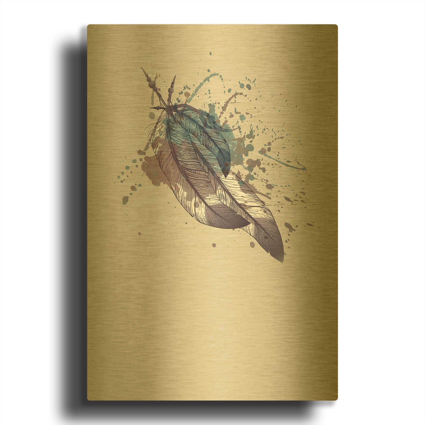 'Eagle Feather II' By Incado Gold Metal Wall Art
