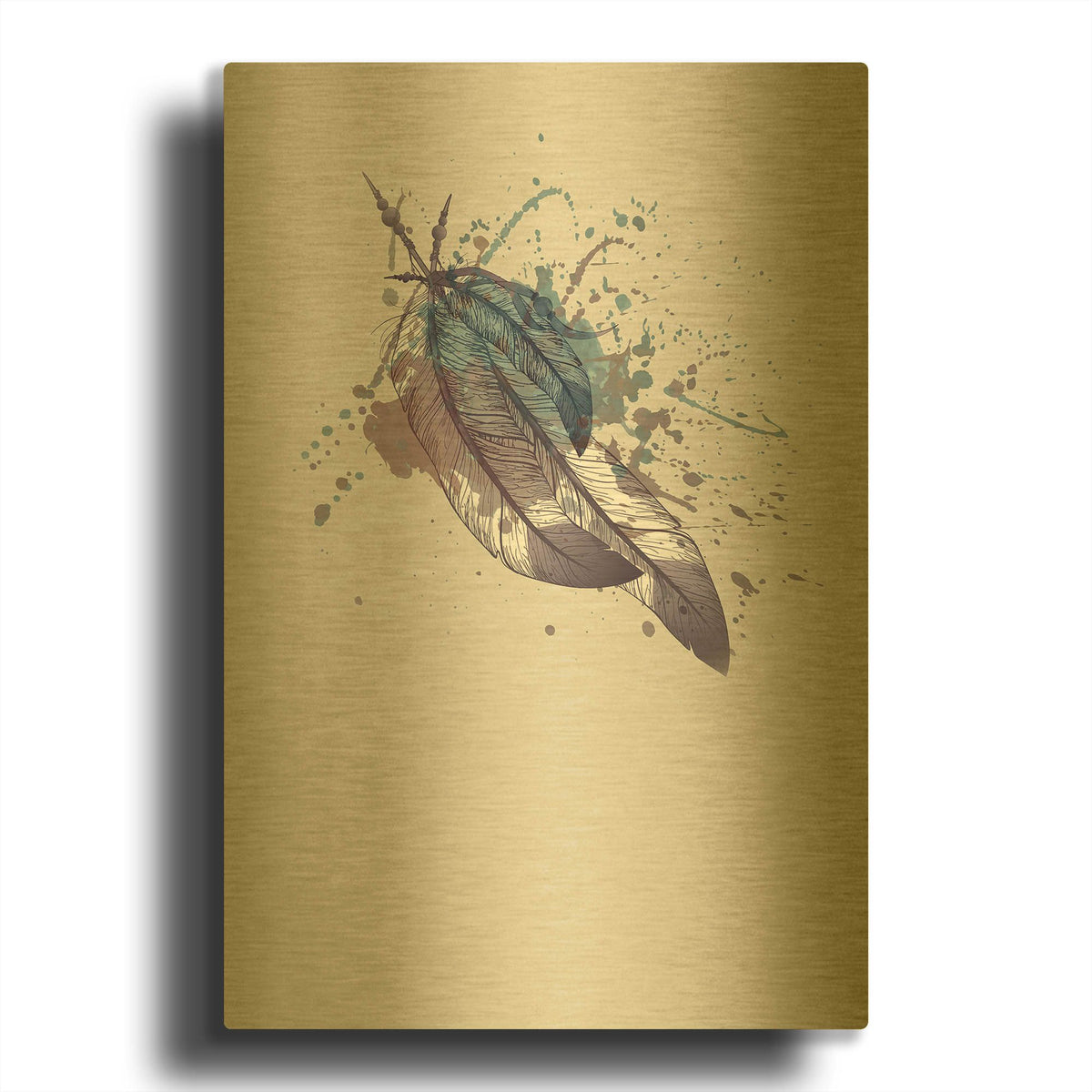 'Eagle Feather II' By Incado Gold Metal Wall Art