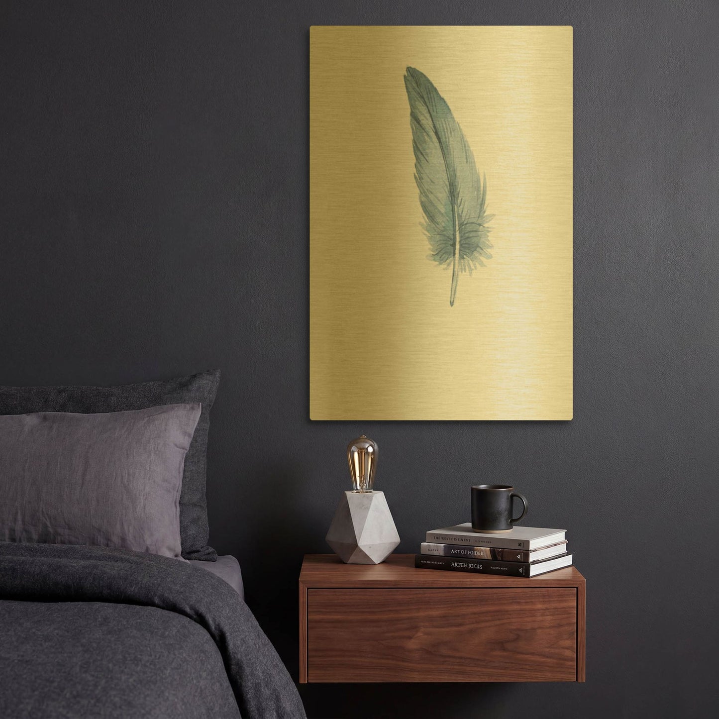 'Feather 1' By Incado Gold Metal Wall Art