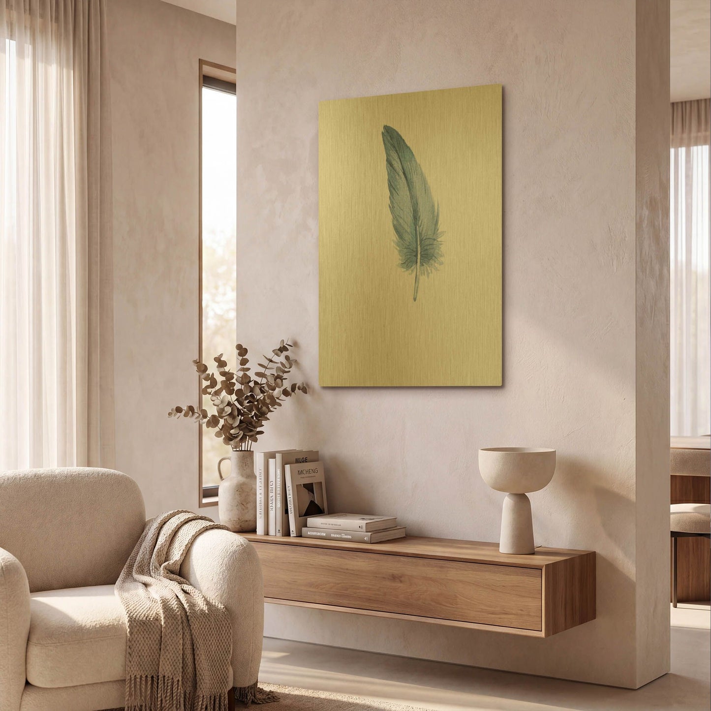 'Feather 1' By Incado Gold Metal Wall Art